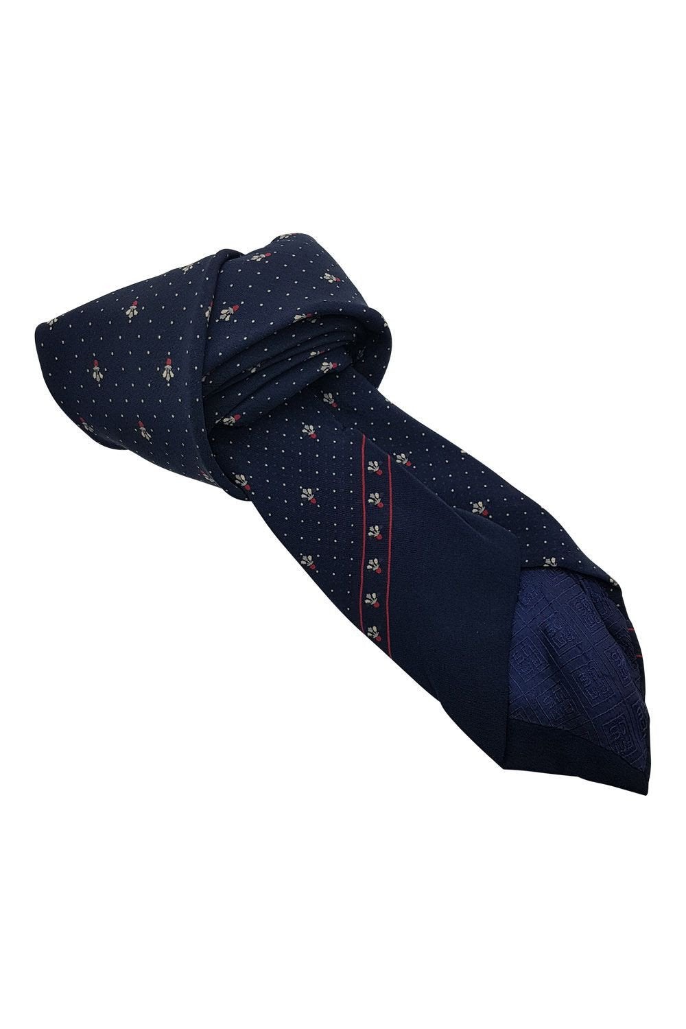 GRES 100% Silk Blue Fleur De Lis Print Necktie - 58