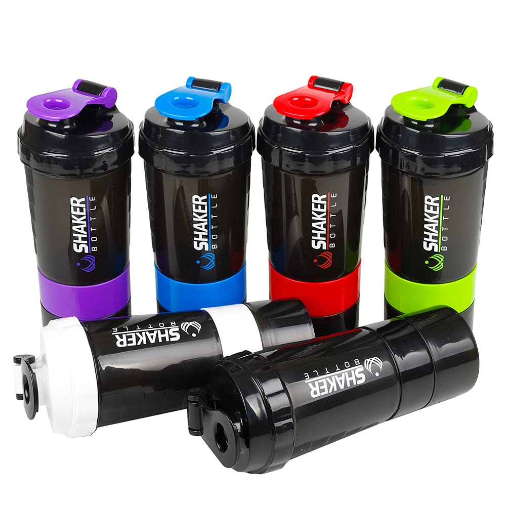 Premium 16oz Leak-Proof Protein Shaker Bottle with 3-Layer Twist-Off Lid & Supplement Storage | BPA-Free Gym Water Bottle for Protein Powder, Pre-Workout & Meal Replacement | Ideal for Fitness, Bodybuilding & Post-Workout Recovery