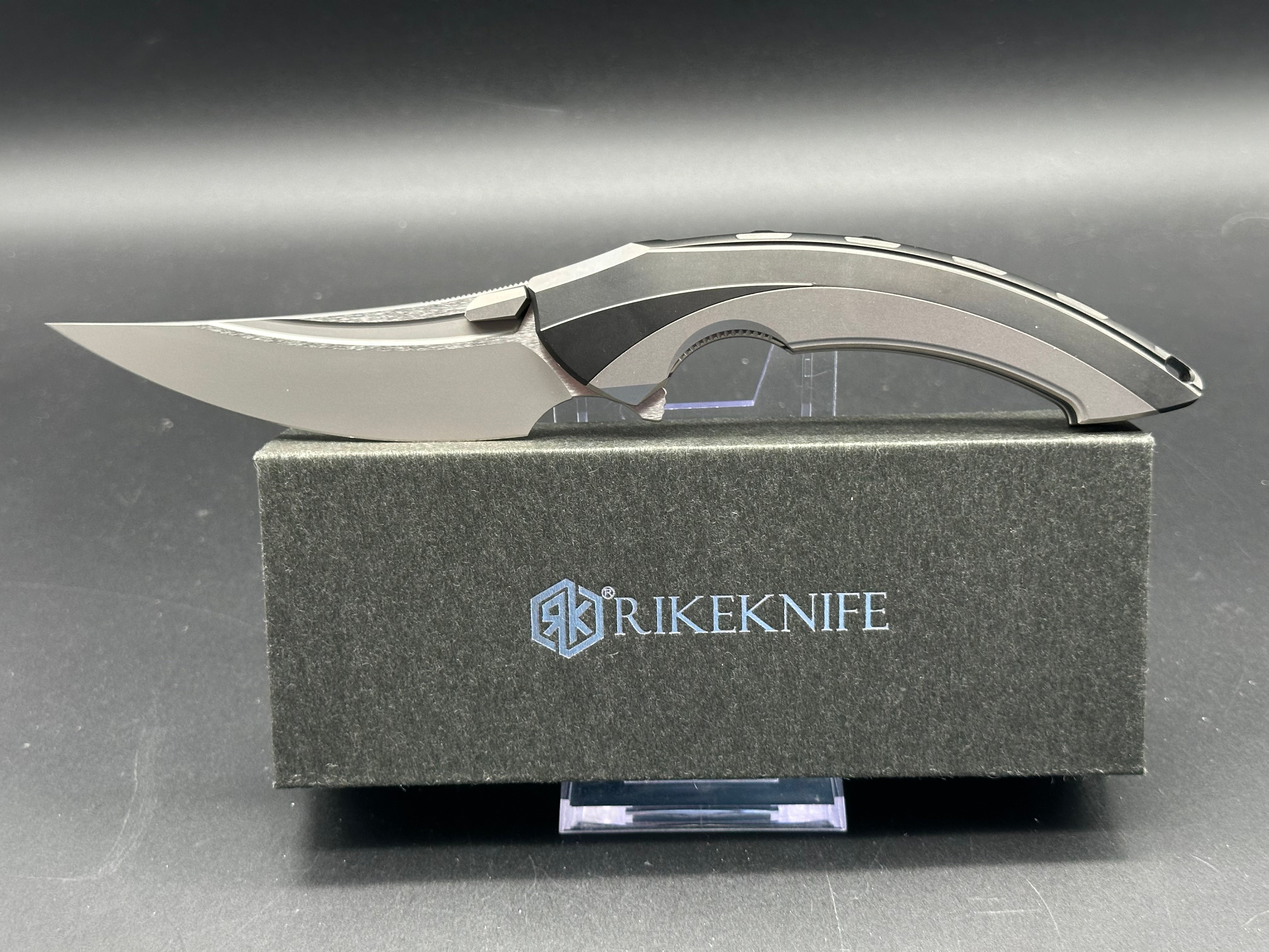 Premium Rike Knife Lamella V1 - Black DLC Titanium Handle & CPM 20CV Steel Blade - EDC Folding Pocket Knife for Outdoor, Camping, and Everyday Carry