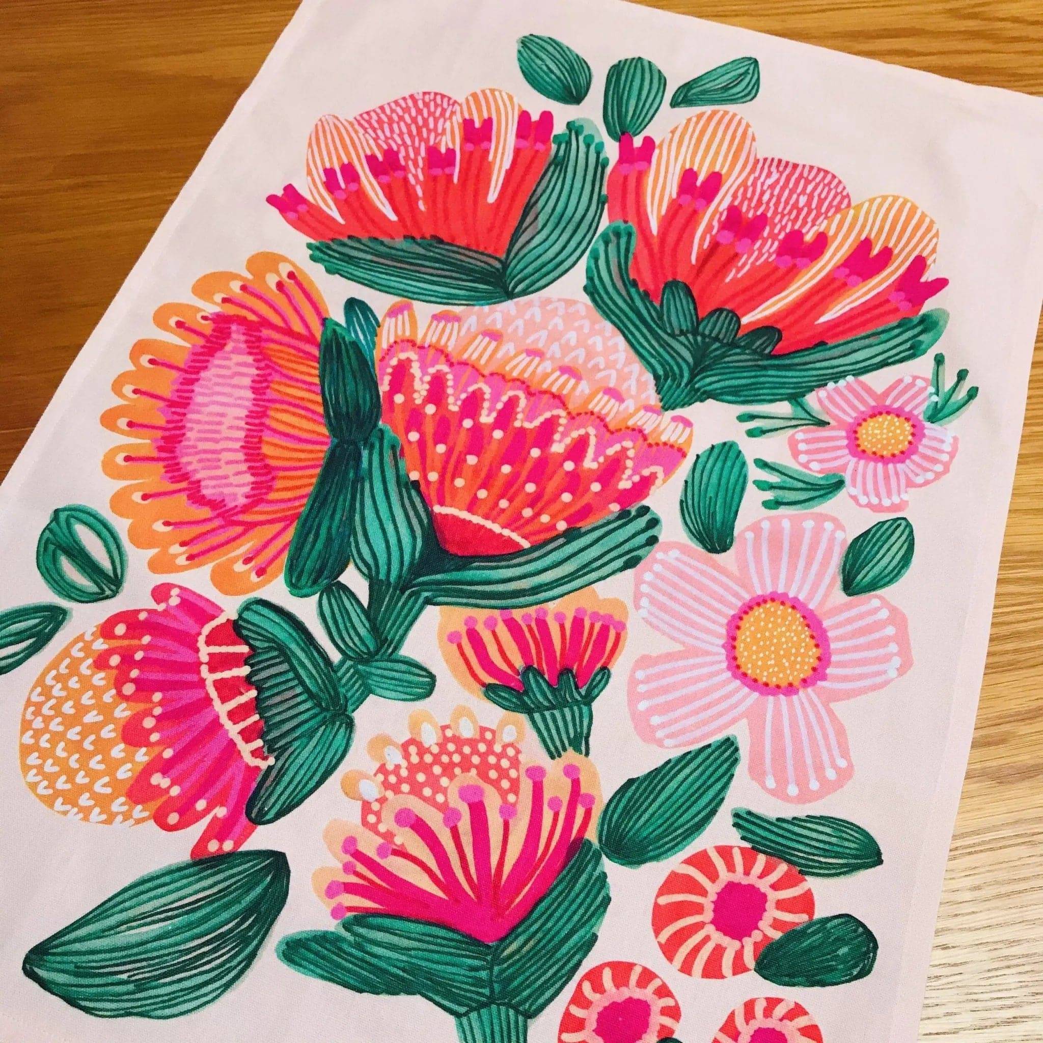 Premium Desert Flowers Printed Tea Towels - Absorbent & Durable Cotton Kitchen Towels for Dish Drying, Hand Wiping & Home Decor