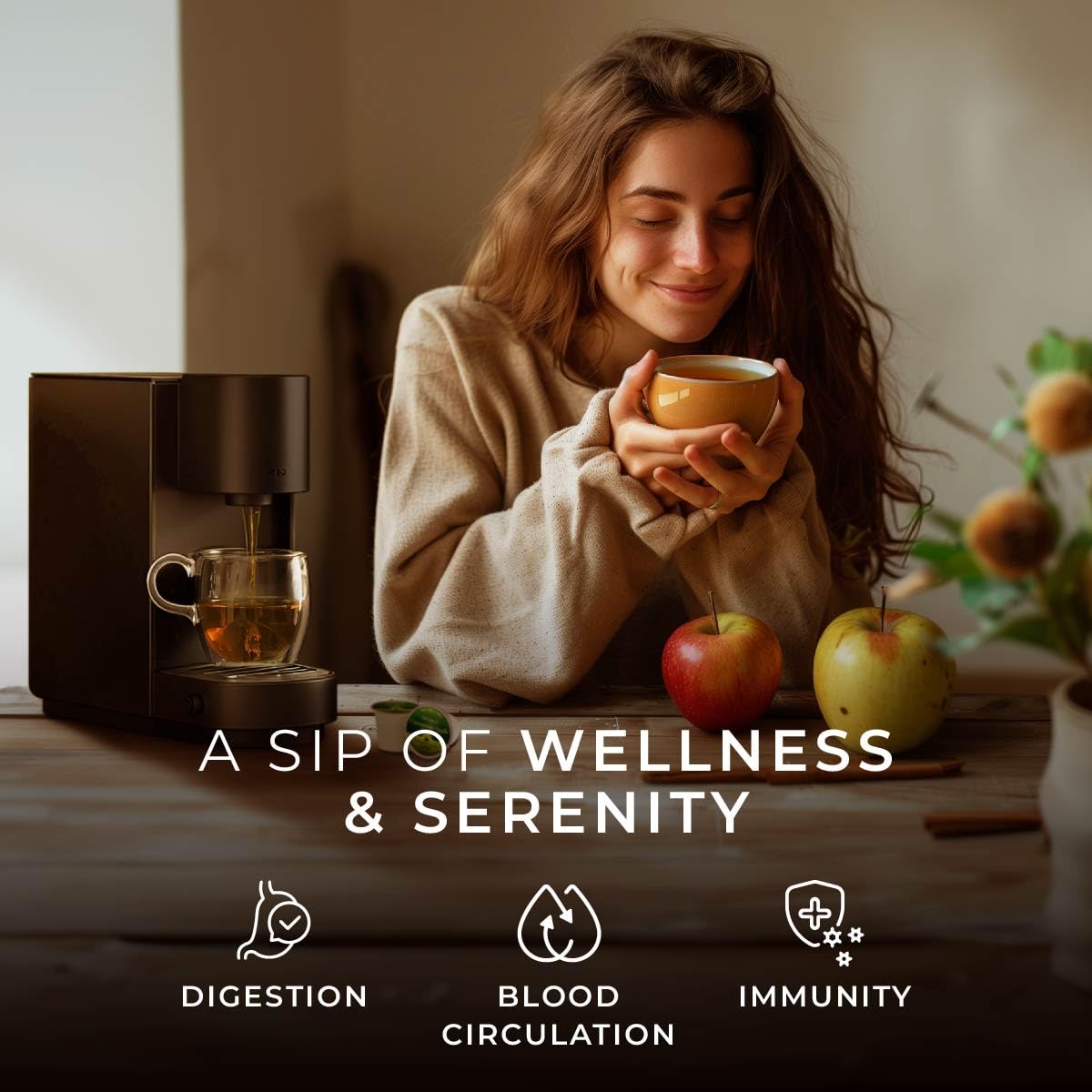 Gya Tea Co Cinnamon Apple Herbal Tea Pods (16 Count) - Decaffeinated Apple Cider Tea for Soothing & Digestive Health - Sweet Hot Tea for Warmth in Winter - Perfect for Relaxation, Cold Weather & Holiday Gatherings