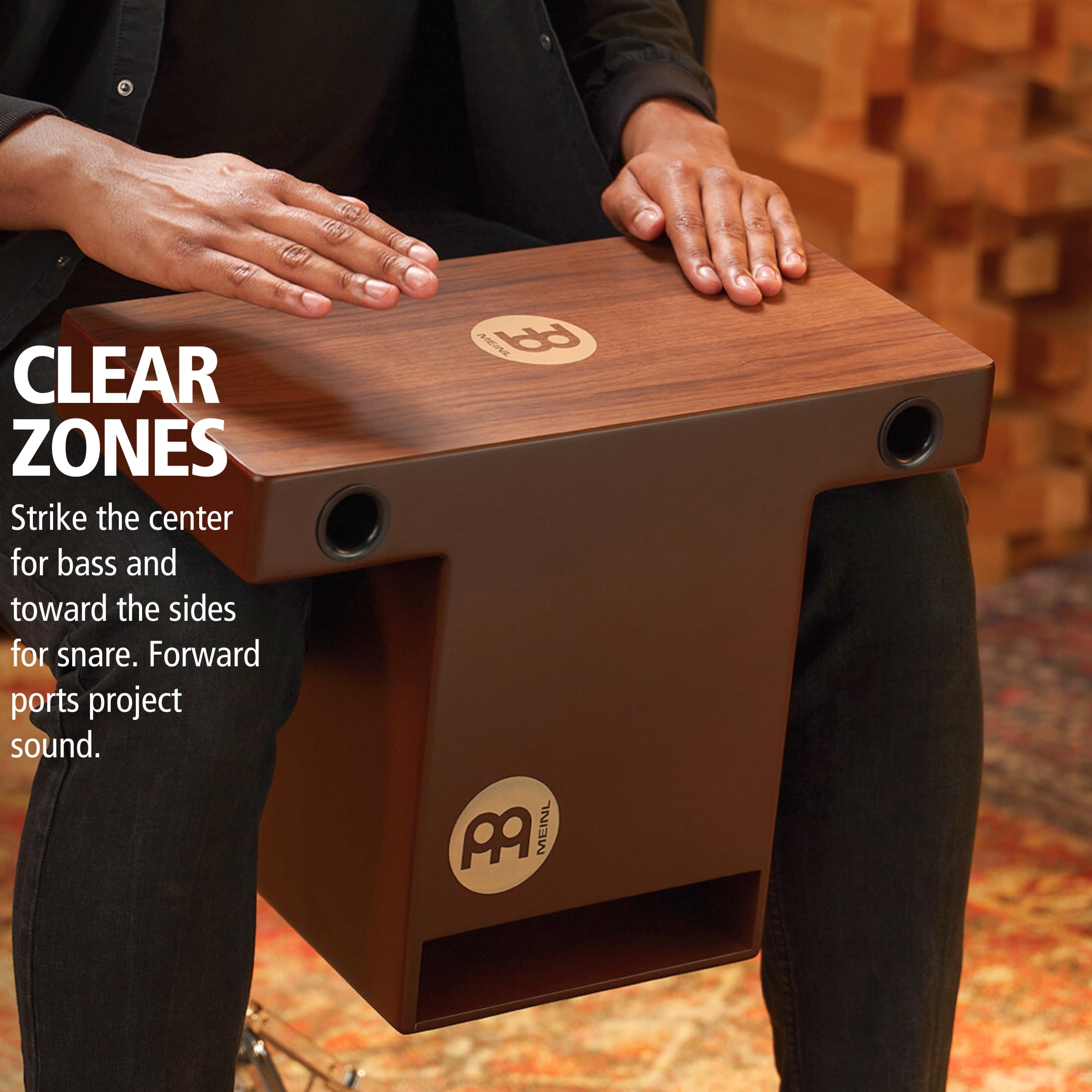Meinl Slaptop Cajon Box Drum with Internal Snares & Sound Ports - Walnut Finish, 2-Year Warranty (TOPCAJ2WN) | Perfect for Live Performances, Studio Recording & Acoustic Jam Sessions