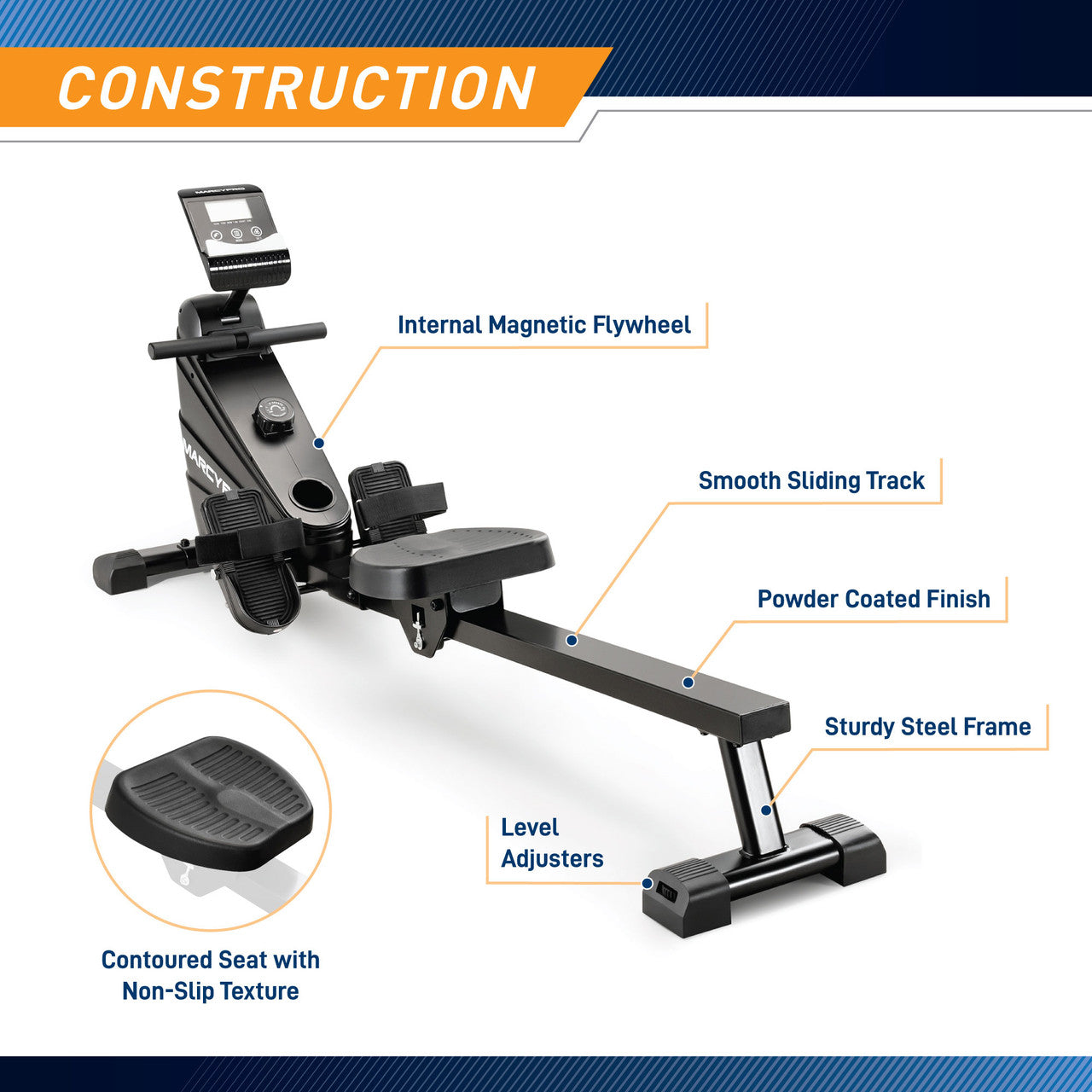 Marcy XJ 6860RW Magnetic Resistance Rowing Machine for Home Workouts - Compact Foldable Design for Small Spaces | Perfect for Cardio Training & Full-Body Exercise