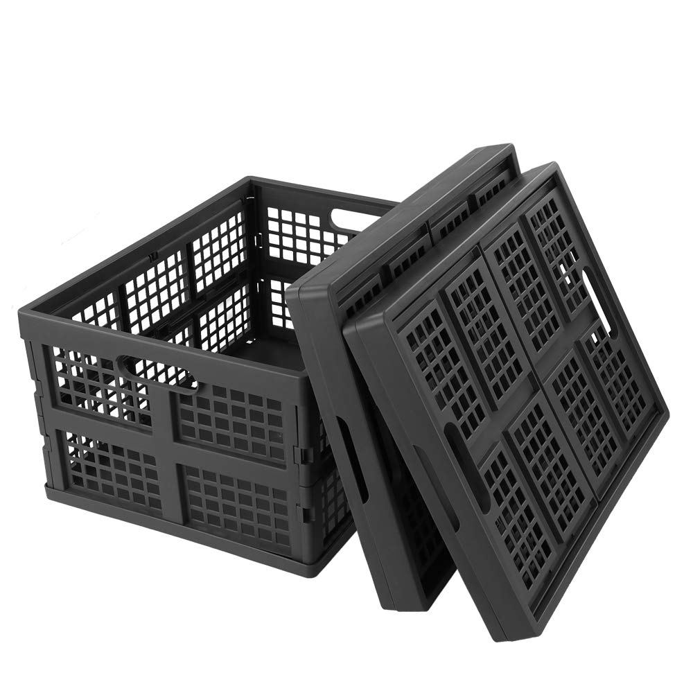 Ramddy 34 Quart Collapsible Storage Crate - 3 Pack Foldable Plastic Bins for Home Organization, Laundry, Toys & Closet Storage (Grey) - Perfect for Bedroom, Garage & Moving Supplies