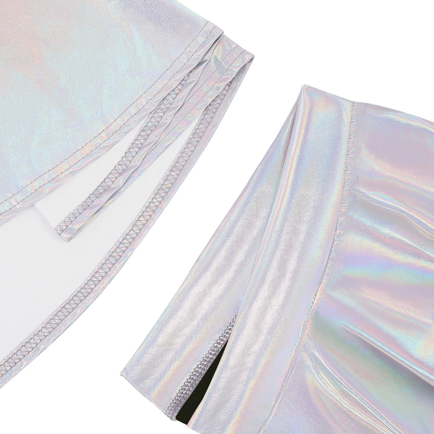 HDE Girls' Metallic Skater Skort - Shiny Holographic Dance Skirt for Cheerleading, Gymnastics & Casual Wear | Athletic Scooter Skirt with Comfort Fit