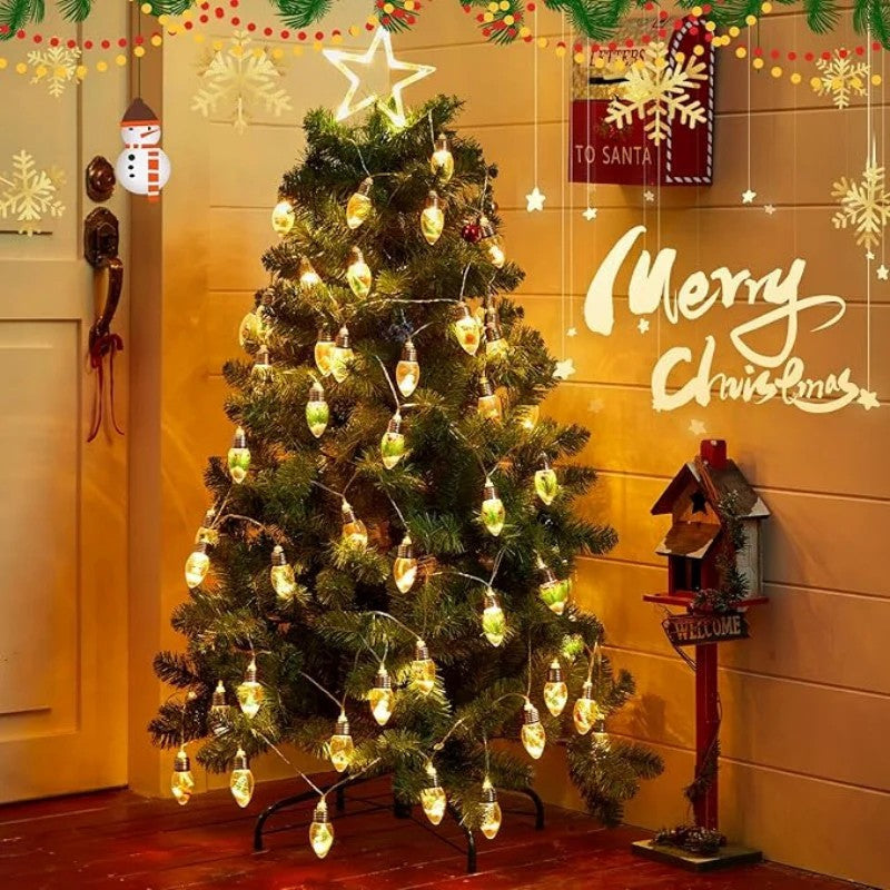 Christmas Snow Globe String Lights - 20 LED Winter Holiday Decorations for Indoor & Outdoor Use - Perfect for Xmas Tree, Mantel, Window, and Party Decor