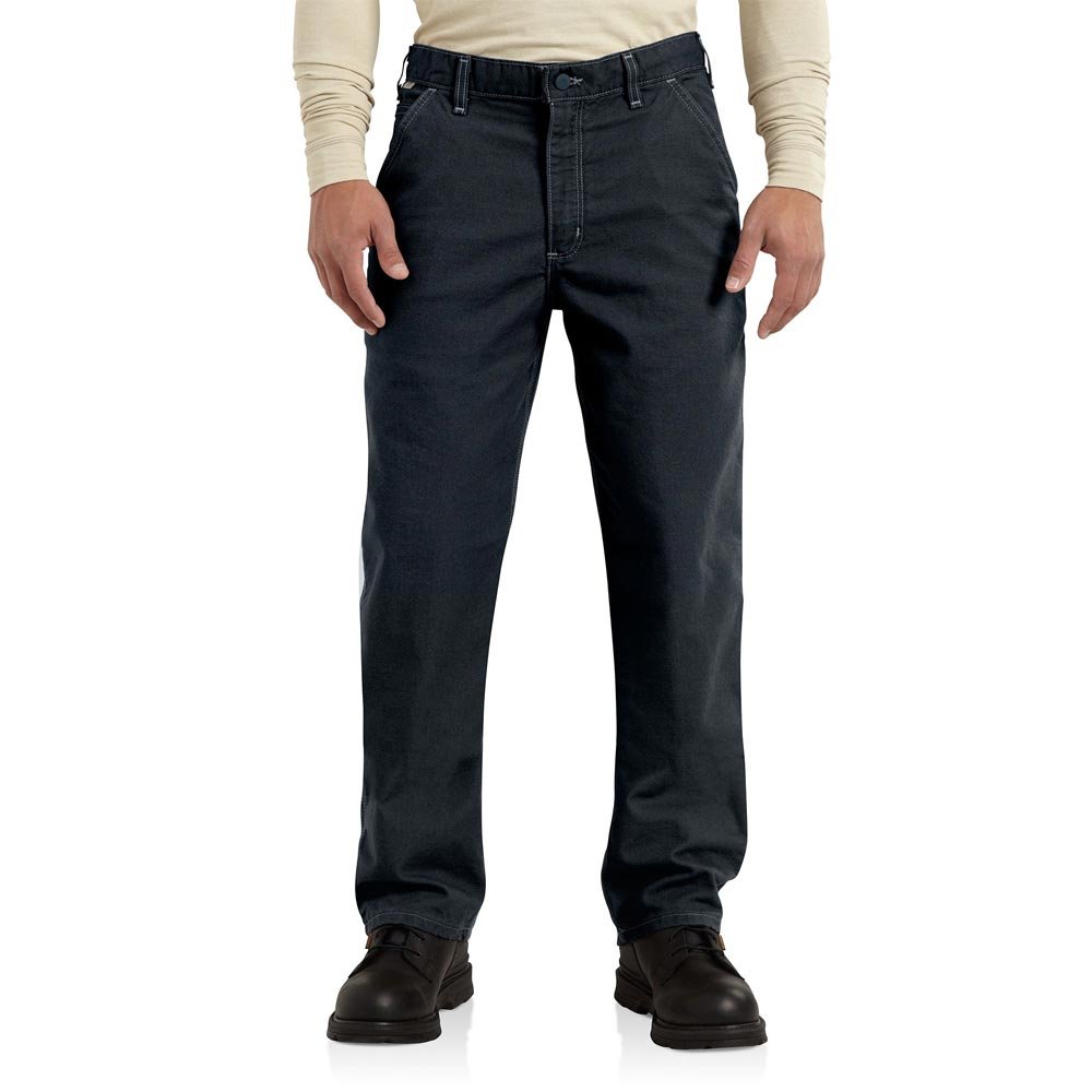 Carhartt Men's Flame Resistant Washed Duck Work Dungaree - Durable FR Work Pants for Construction & Industrial Safety | Perfect for Electricians, Welders & Hazardous Jobs