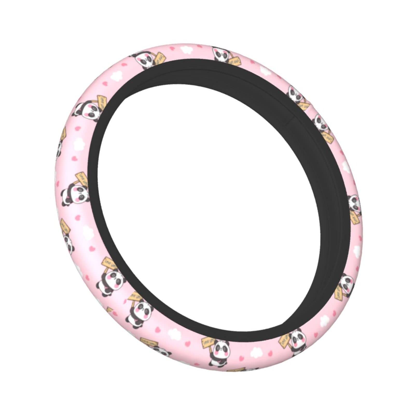 Universal 15 Inch Cute Panda Bear Pink Steering Wheel Cover - Soft Neoprene Car Steering Wheel Protector with Adorable Panda Print - Perfect for Women's Cars, Gifts & Daily Driving Comfort