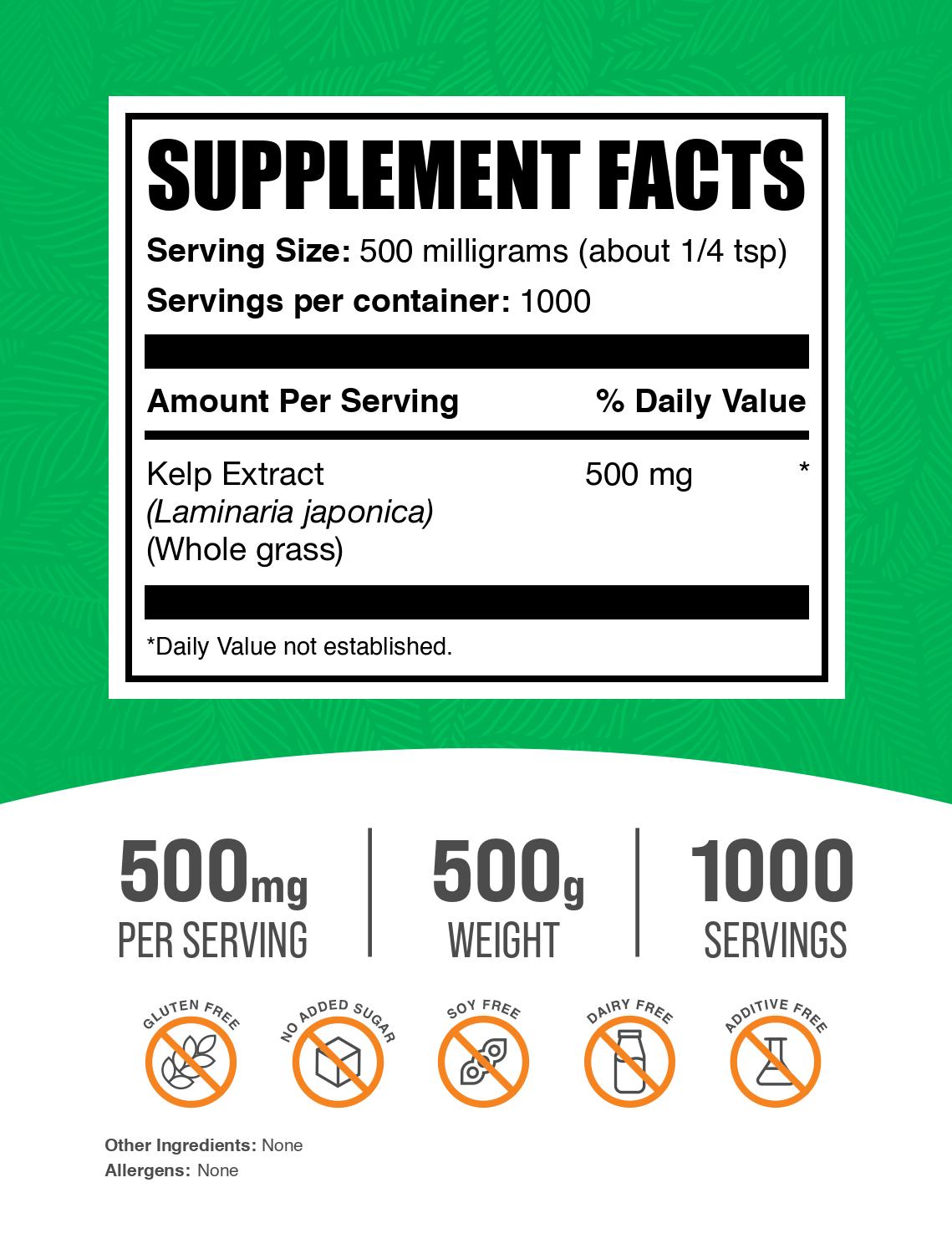 Organic Kelp Extract Powder for Skin & Hair Care - Rich in Iodine & Minerals - Vegan Superfood Supplement for Smoothies, Detox & Wellness