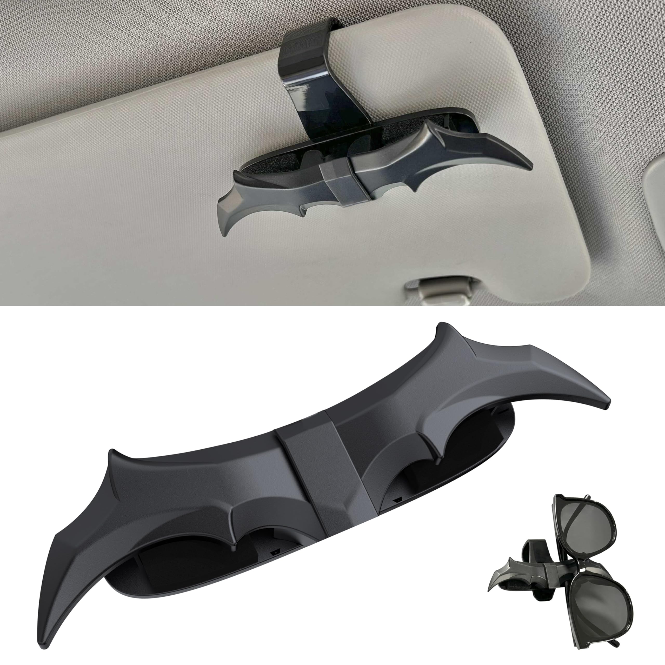 Bat Wing Shaped Sunglasses Holder for Car - UV Protection Visor Clip Accessory - Car Gadgets & Gifts for Men - Perfect for Road Trips & Driving