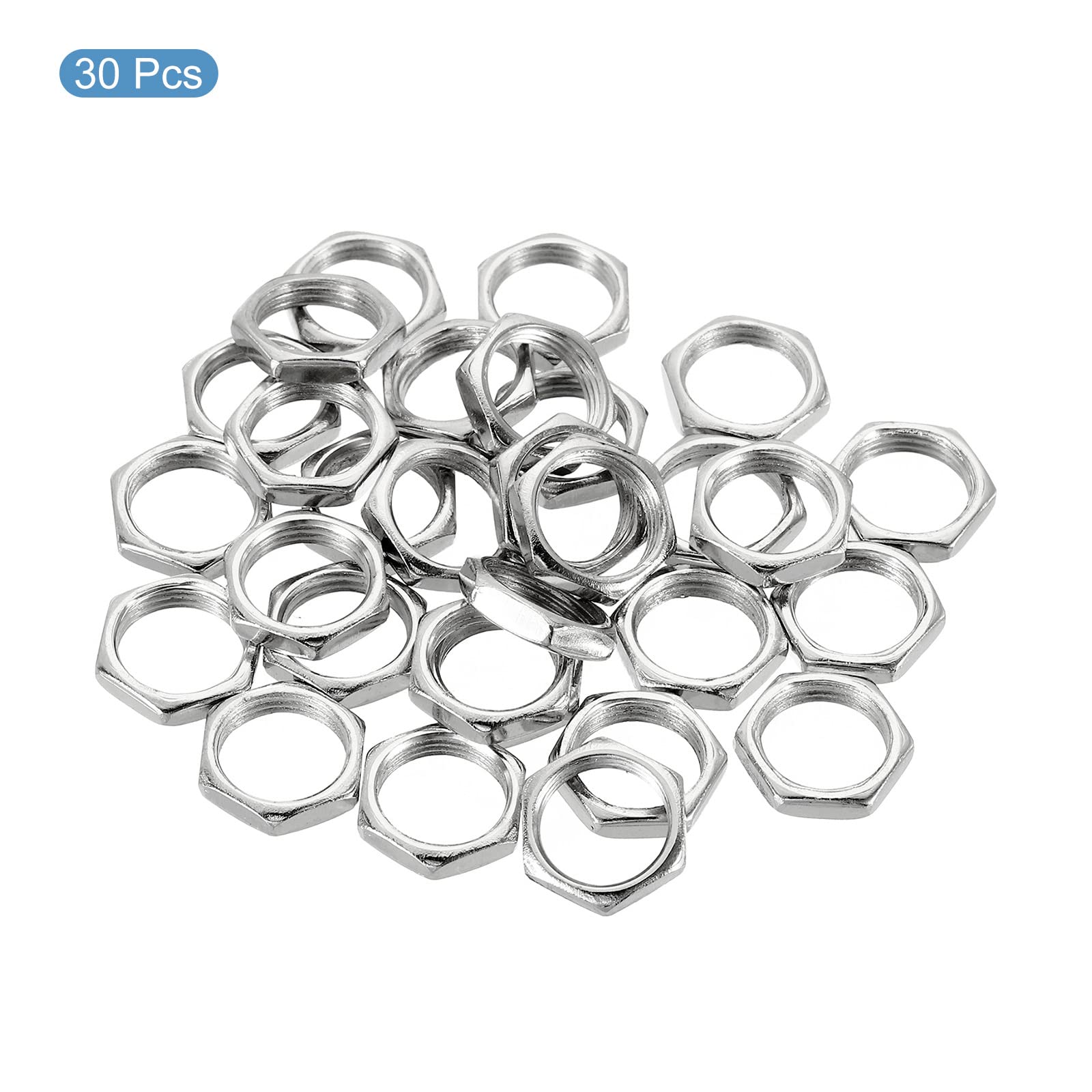 PATIKIL M10 x 0.75 Steel Hex Nuts, 30 Pack - Metric Thread Zinc Plated Nuts for Bolts & Fasteners - 3mm Height - Perfect for Automotive, Machinery & DIY Projects