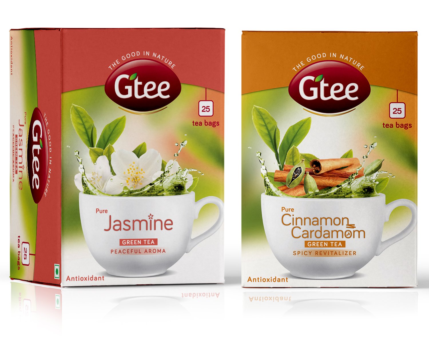 Premium Jasmine & Green Tea Bags with Cinnamon & Cardamom - 50 Count (2 Packs of 25) - Organic Herbal Tea for Relaxation, Detox & Weight Loss - Perfect for Morning Boost, Afternoon Refreshment & Evening Wind Down
