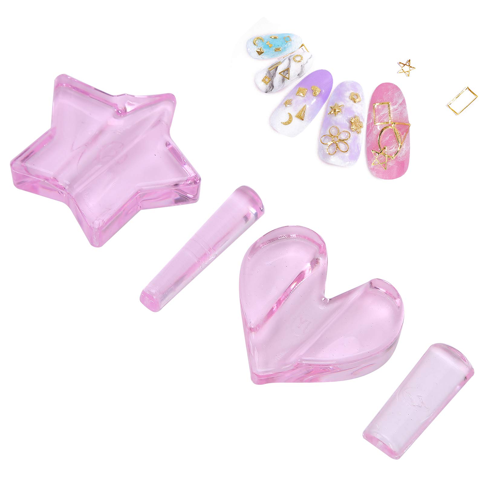 LANTRO JS Nail Embossed Molds for Stunning Nail Art - Star & Heart Shaped Metal Frames for DIY Manicure, Nail Salon & Home Use