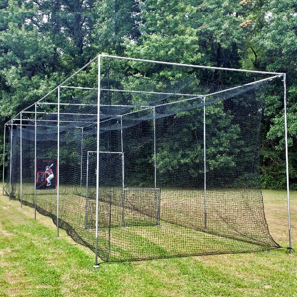 Jones Sports Batting Cage Frame Kit - Easy Setup & Take Down for Baseball & Softball Practice | Includes or Excludes Net (Poles Sold Separately) | Perfect for Backyard Training, Team Drills & Home Batting Practice