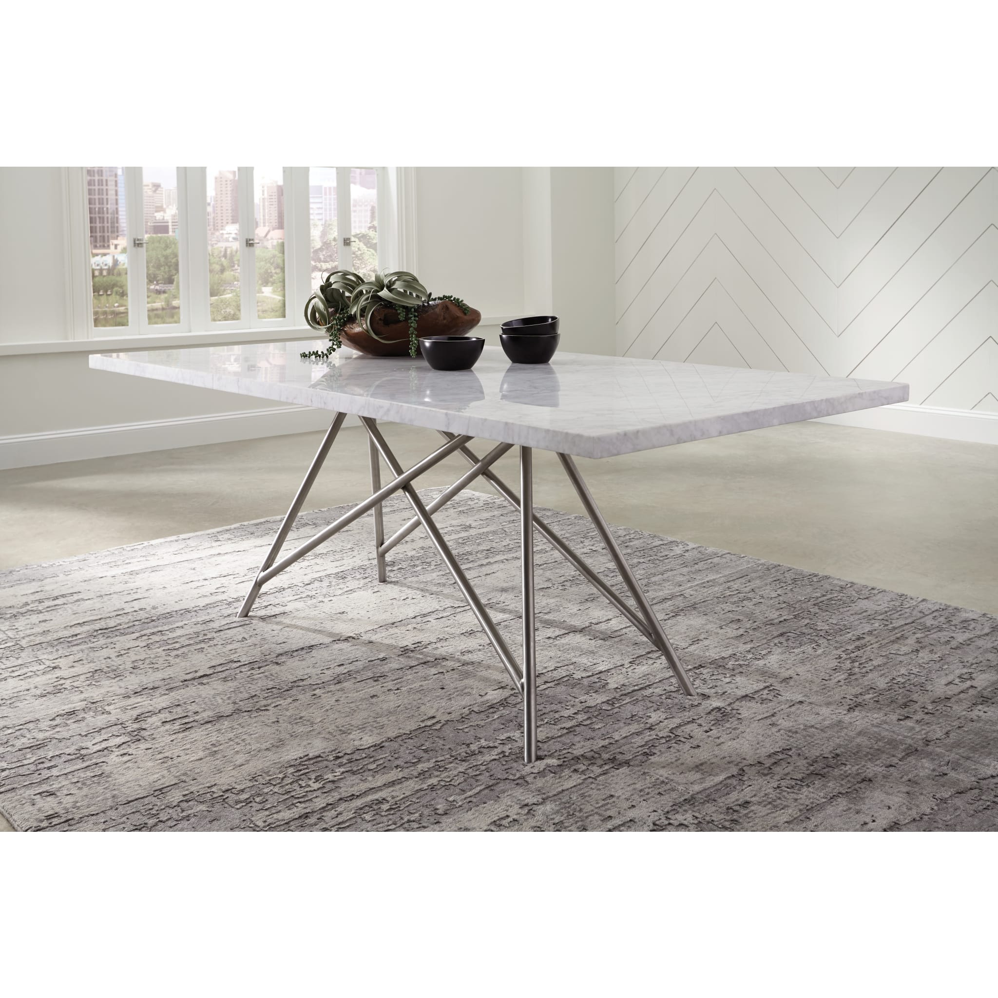 Modern Coral Marble Rectangular Dining Table - 6 Seater Elegant Kitchen Table for Dining Room, Perfect for Family Gatherings & Dinner Parties