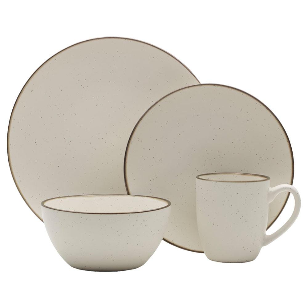 Juliana Cream 16-Piece Dinnerware Set - Service for 4 - Elegant Porcelain Dinner Plates, Bowls & Mugs - Perfect for Family Dinners, Entertaining Guests & Everyday Use
