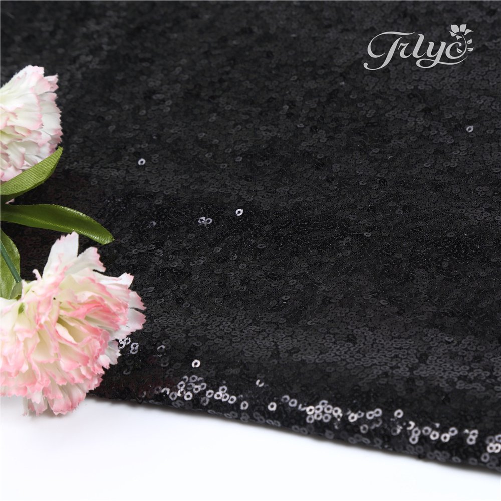 Sparkly Black Round Sequin Tablecloth 120