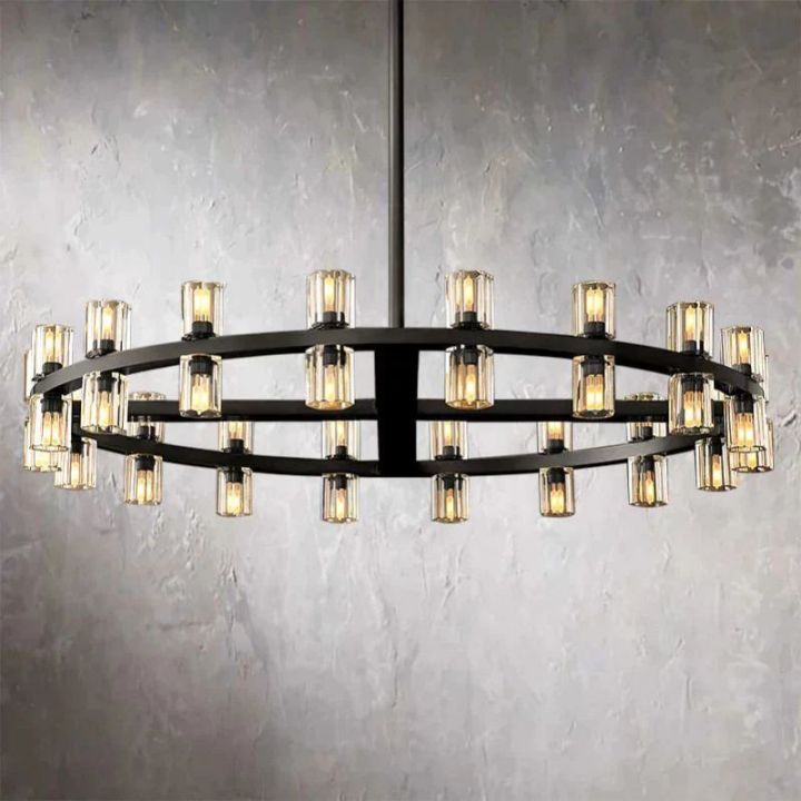 Elegant Aurora Crystal Wine Glass Round Chandelier - 48 Inch Modern Dining Room Lighting Fixture for Restaurants, Weddings & Home Decor