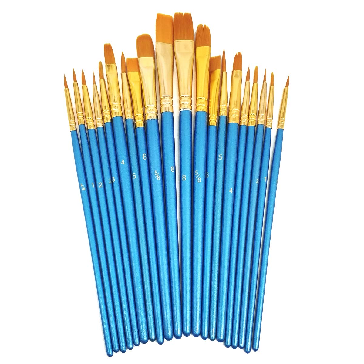 10-Piece Round Tip Nylon Hair Artist Paint Brush Set for Acrylic, Oil, Watercolor - Kids & Adults Painting, Face/Nail Art, Miniature Detailing & Rock Painting - Perfect for Beginners & Professional Artists