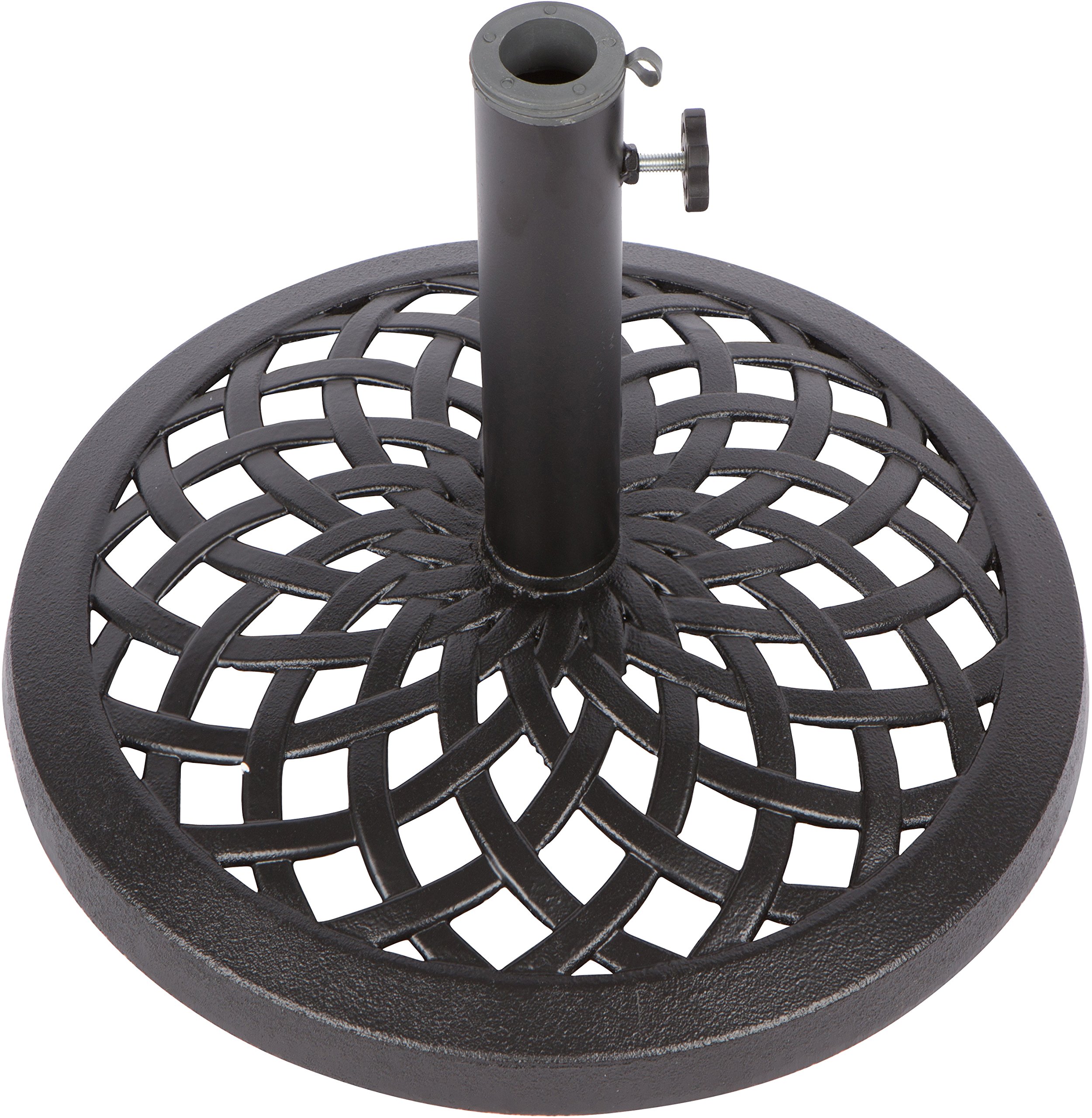 Trademark Innovations 17.7 Inch Heavy Duty Cast Iron Umbrella Base - Black | Outdoor Patio, Garden, Poolside Umbrella Stand for Stability & Wind Resistance