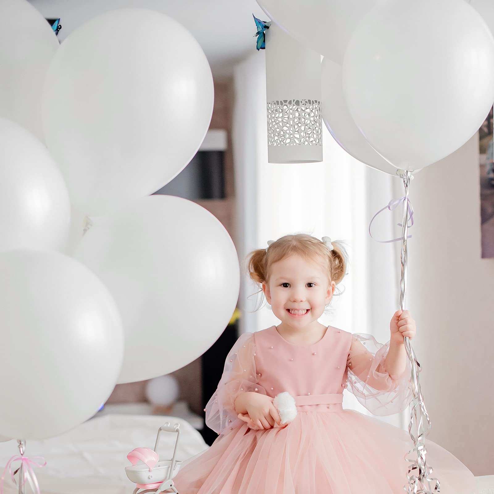 RUBFAC 116pcs White Balloons Set - 36/18/12/10/5 Inch Large Balloons for Party Decorations | Perfect for Birthday, Baby Shower, Gender Reveal & Wedding Decor | Create Stunning Balloon Garlands & Arches
