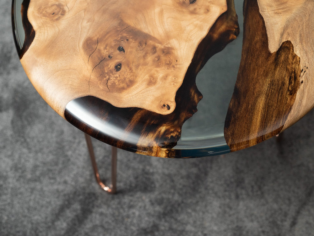 Round Side End Accent Table with Rounded Edge - Osso Collection | Modern Living Room & Bedroom Decor | Small Space Furniture for Apartments & Dorms