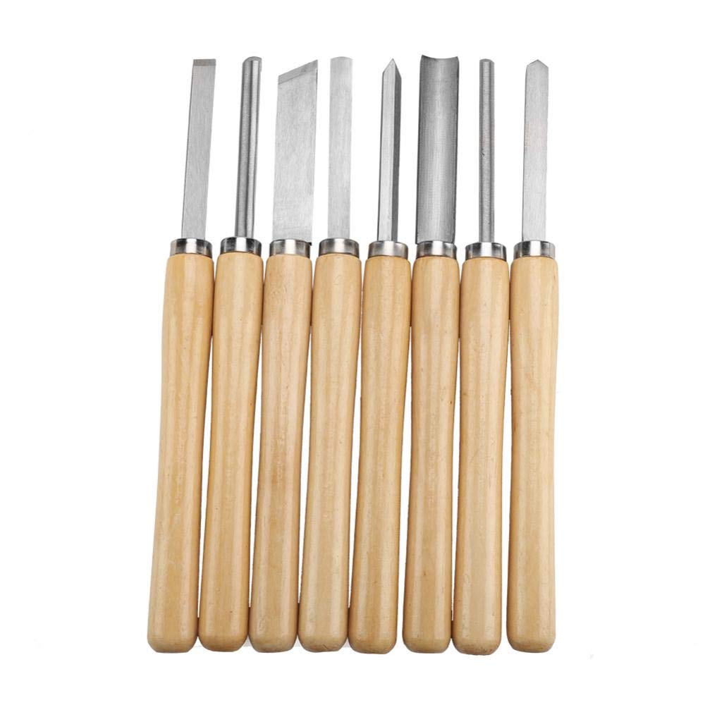 8-Piece Wood Lathe Chisel Set - Professional Woodworking Turning Tools with Gouge, Skew & Parting Chisels for DIY Projects & Furniture Making
