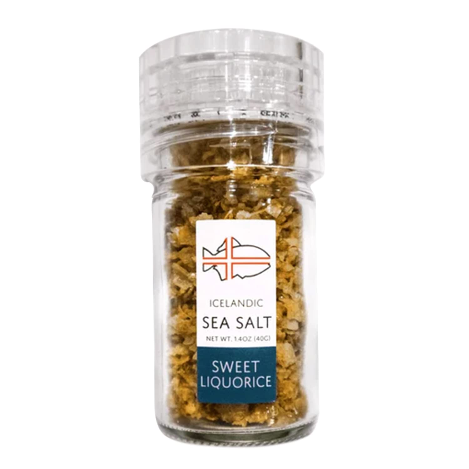 Premium Icelandic Sea Salt with Sweet Liquorice Flavor | 100% Natural Handcrafted Flaky Sea Salt from Iceland | 40g Adjustable Grinder for Gourmet Cooking, Baking & Cocktail Rim Garnish