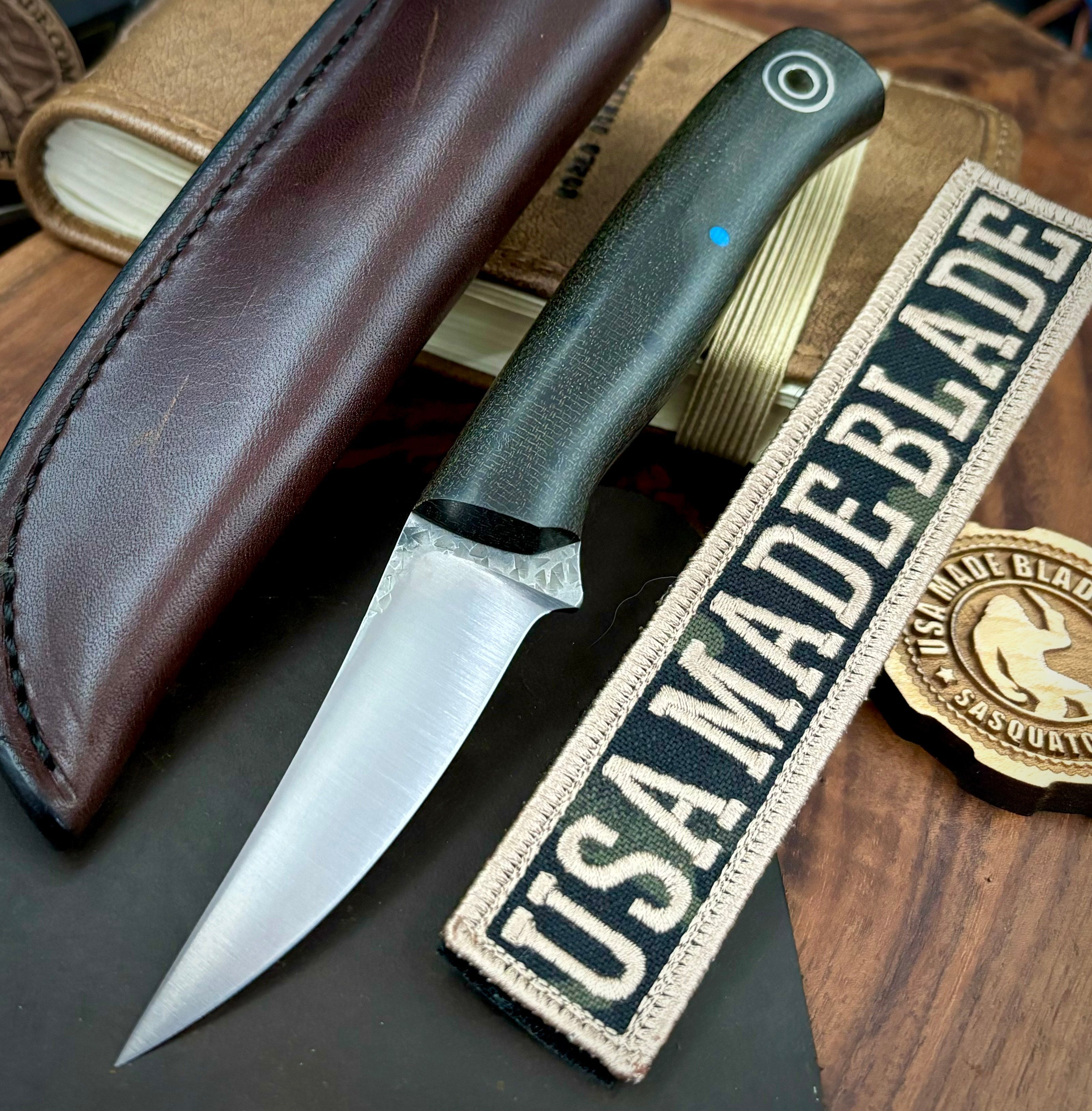 Fiddleback Forge F2 Tactical Knife - Black Canvas Micarta Handle - Survival, Camping & Outdoor EDC (Everyday Carry) Knife for Hunting, Bushcraft & Wilderness Adventures