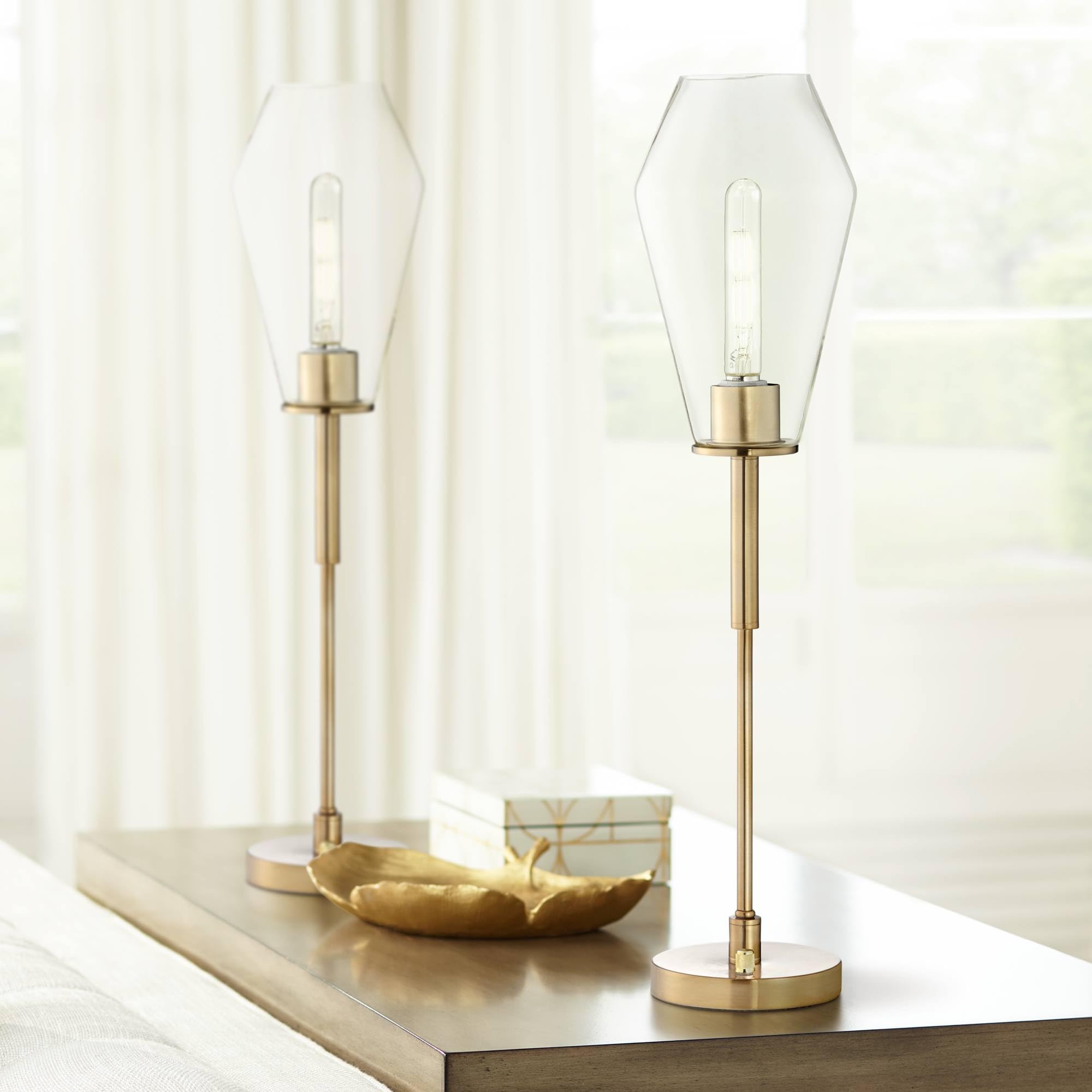 Ellis Gold Metal Uplight Console Table Lamps - Set of 2 Modern Accent Lighting for Living Room, Bedroom & Entryway - Elegant Home Decor Lighting Fixtures