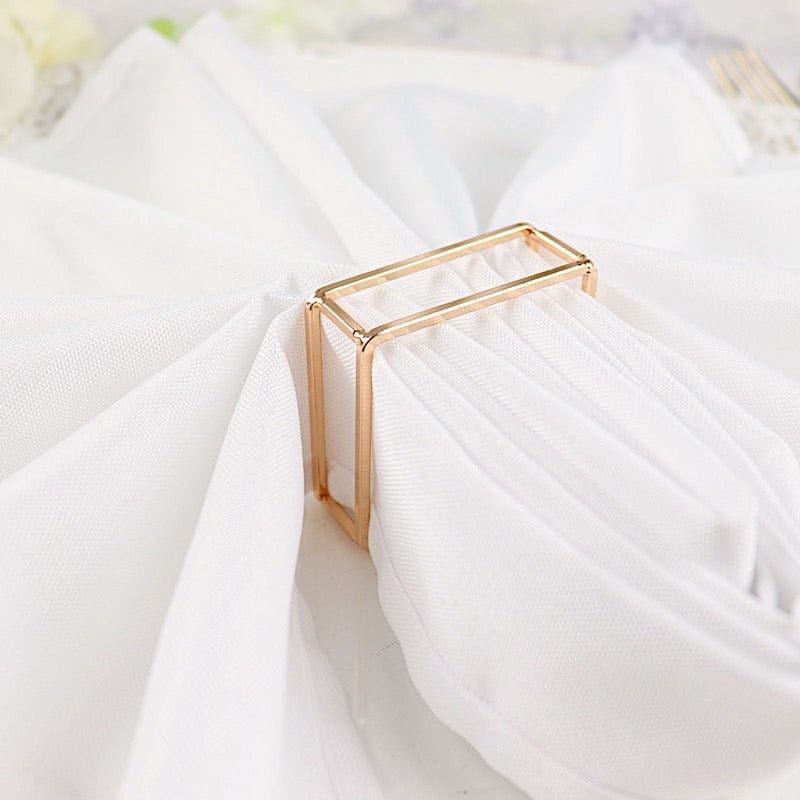 4 Pack Square Geometric Cube Metal Napkin Rings - Elegant Gold Tableware for Wedding, Dinner Party & Holiday Decor