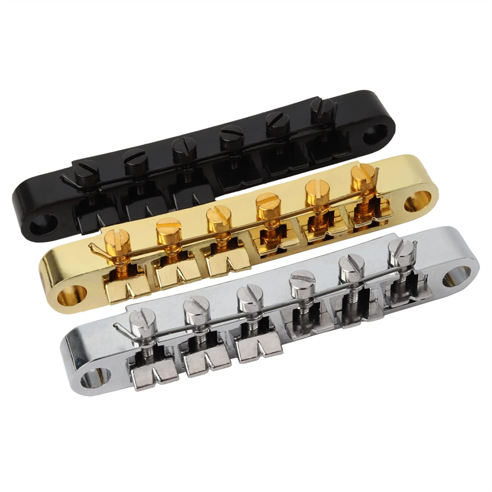 6-String Electric Guitar Bridge Saddle Set - Tune-O-Matic Bridge & Tailpiece with Posts for LP Style Guitars (Gold) - Perfect for Guitar Upgrades & Repairs