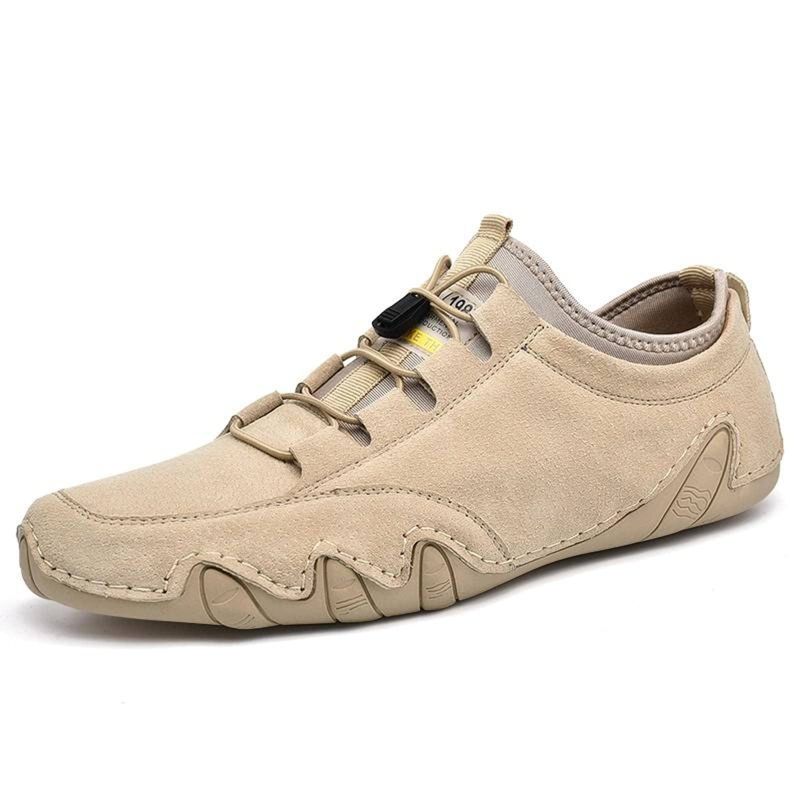 2021 New Men's Casual Leather Lace-Up Driving Moccasin Shoes - Breathable Mesh Cowhide for Spring & Summer | Perfect for Daily Wear, Office & Outdoor Activities