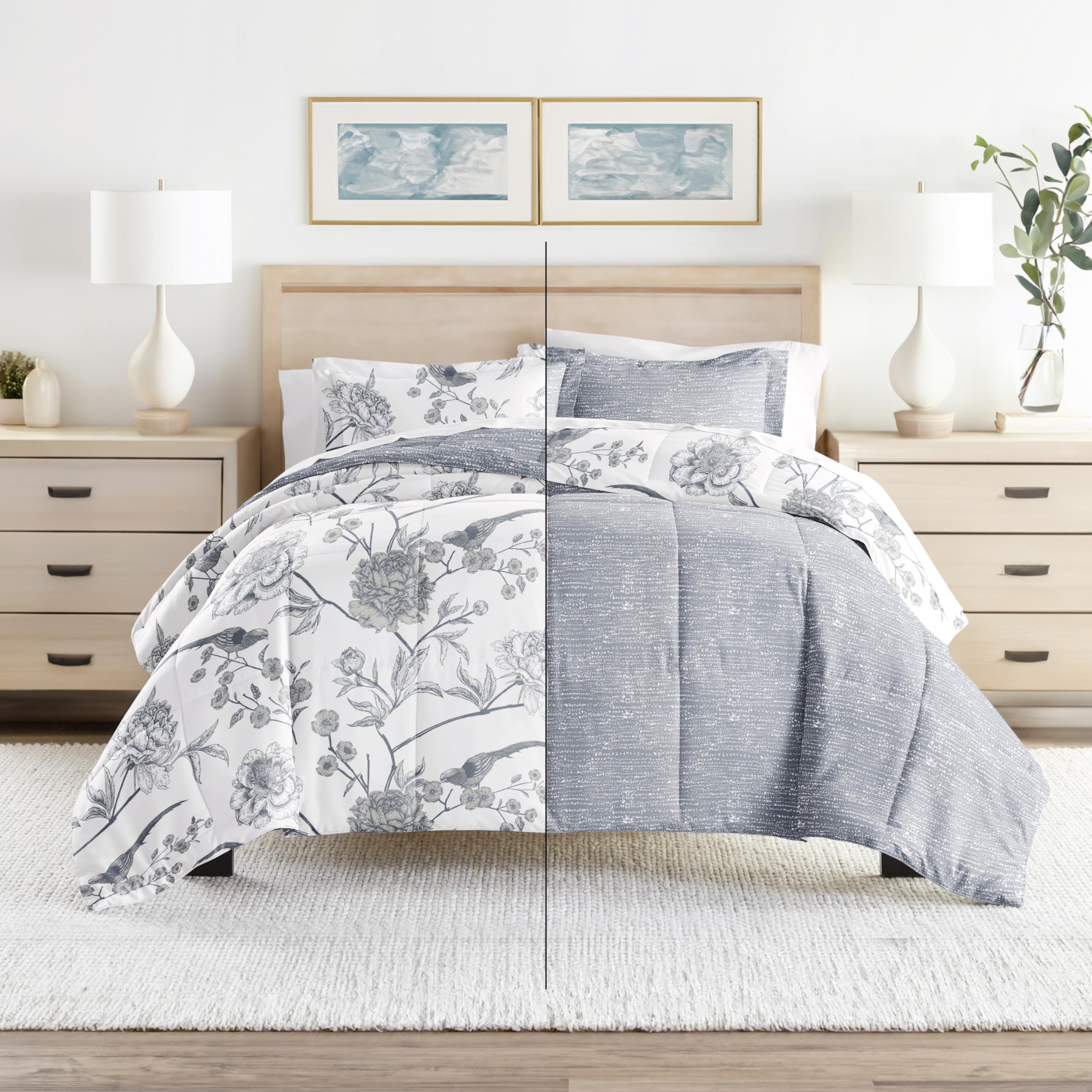 Luxury Reversible King Size Comforter Set (3 Piece) - Soft Lightweight Down Alternative Bedding - Includes King Comforter & 2 Pillow Shams - Perfect for Master Bedroom, Guest Room & Cozy Home Decor