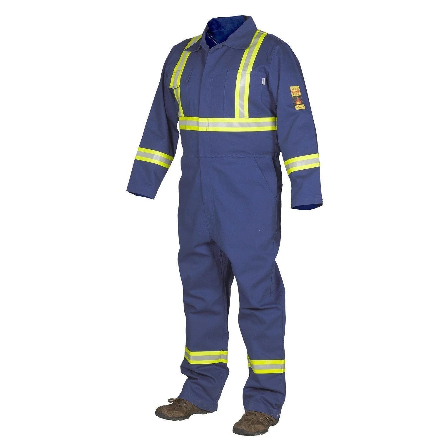 FORCEFIELD FR Treated 100% Cotton Coverall with Reflective Tape 024 FRC - Flame Resistant Workwear for Electricians, Welders & Industrial Safety Use