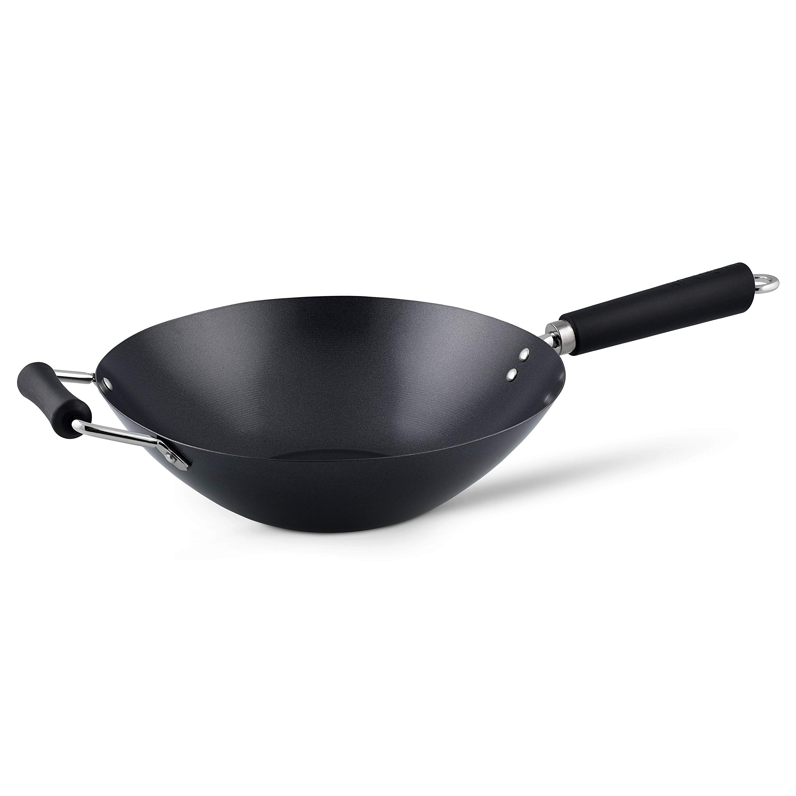 Ken Hom Carbon Steel Non-Stick Wok Pan - 31cm Induction Compatible, Dishwasher Safe, 5-Year Warranty - Perfect for Stir-Frying, Sautéing & Asian Cooking (Model KH431001)