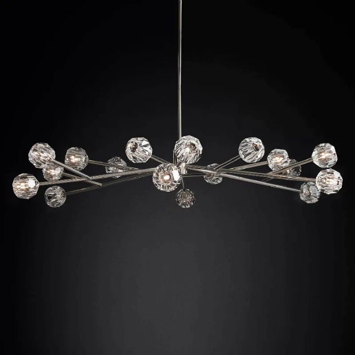 Crystal Ball Glass Round Chandelier - 72 Inch Modern Ceiling Light Fixture for Dining Room, Living Room, Bedroom, and Entryway