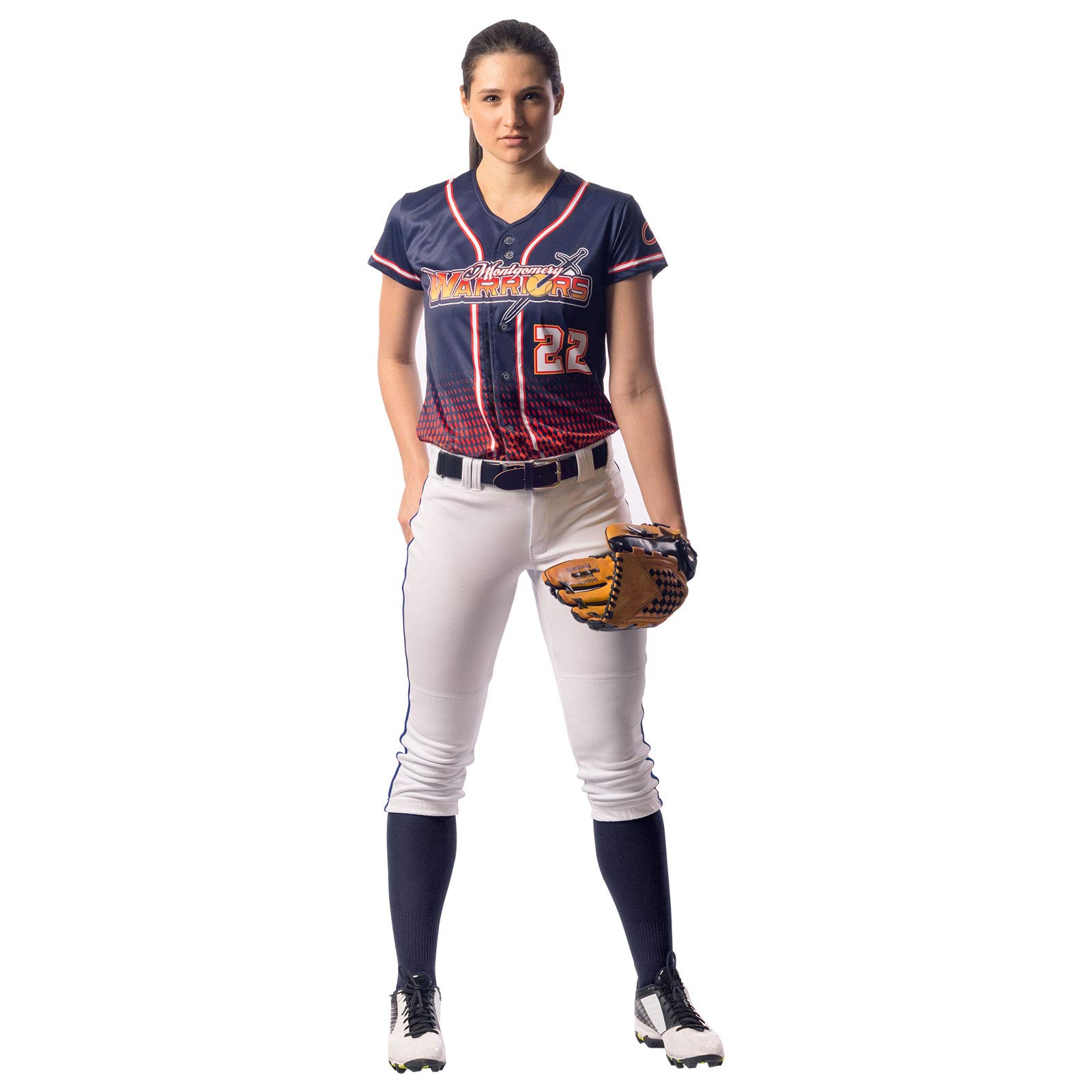 CHAMPRO Youth Tournament Low Rise Piped Fastpitch Softball Pants - White/Black, Size L - Perfect for Youth Softball Games & Practices