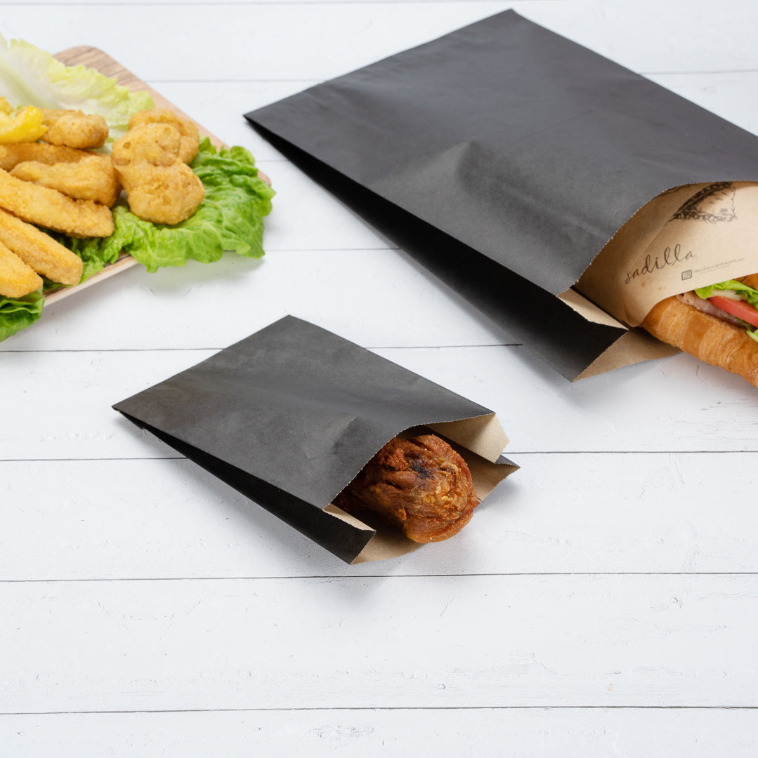 Premium Black Paper French Fry & Snack Bags - 4.25