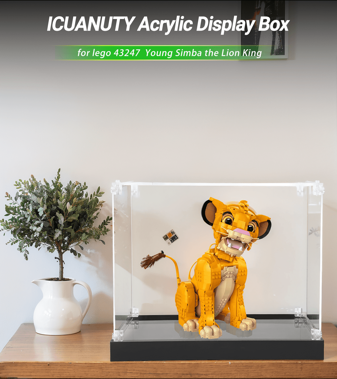 LEGO Young Simba The Lion King 43247 Display Case - Clear Protective Showcase for LEGO Collectibles | Perfect for Home Decor, Office Display & Gift Giving