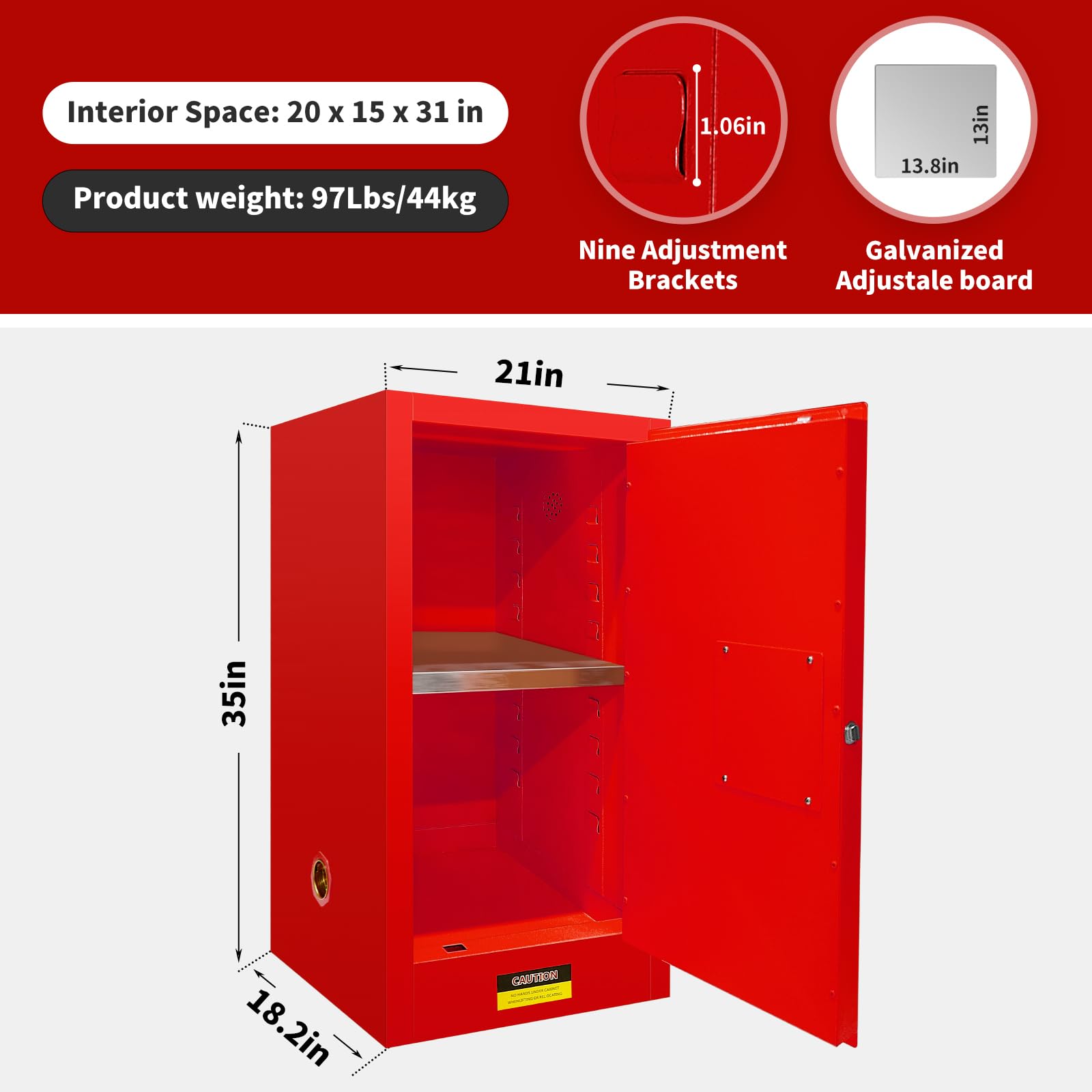 22 Gallon Flammable Safety Storage Cabinet - 35