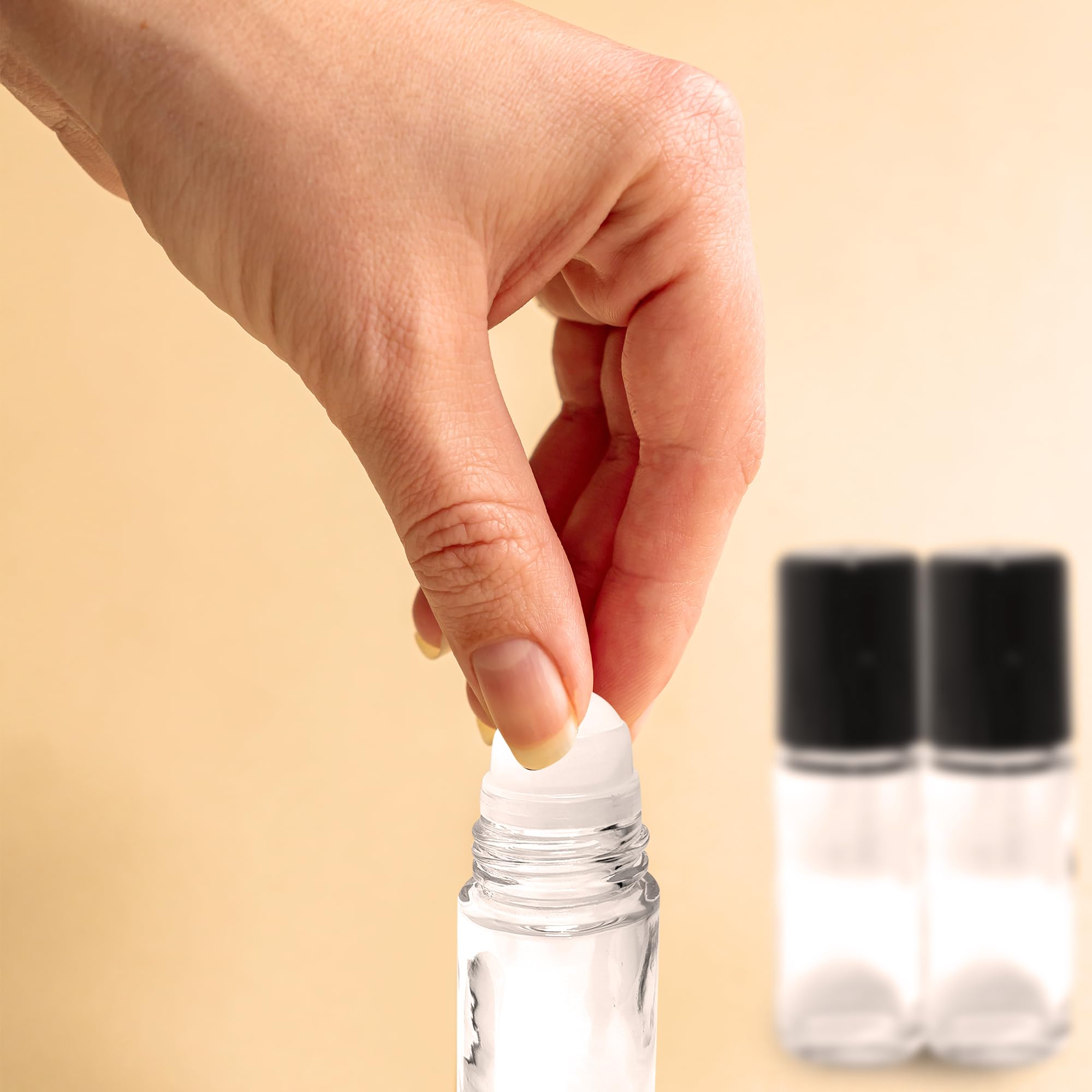 12 Pack 1 oz (30ml) Clear Refillable Roll On Glass Bottles with Rollers - Perfect for Essential Oils, Perfumes, Aromatherapy & DIY Skincare Products