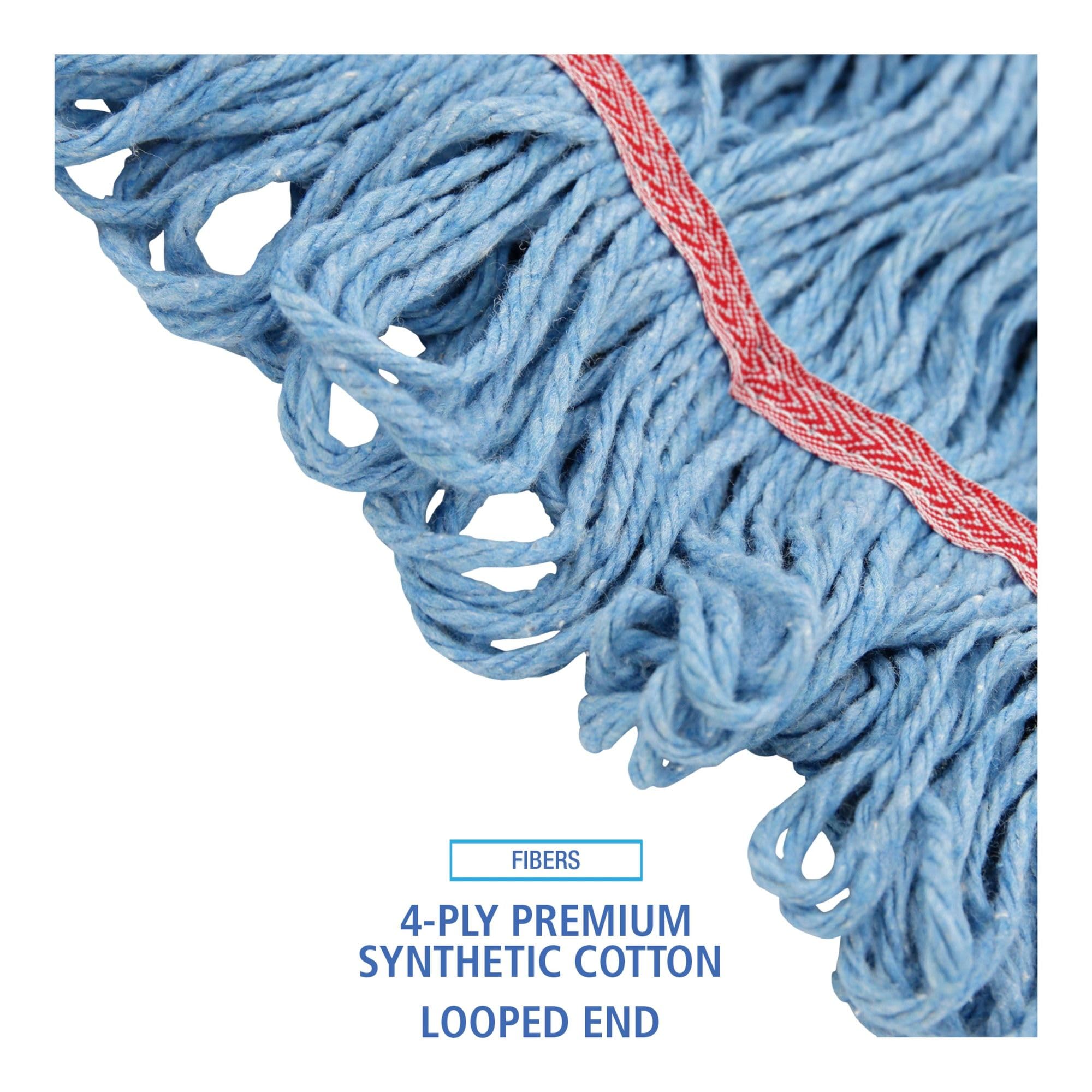 Boardwalk BWK503BLNB 1 Inch Super Loop Cotton/Synthetic Fiber Wet Mop Head - Large, Blue (12/Carton) - Heavy Duty Commercial Cleaning for Floors, Kitchens & Hospitals