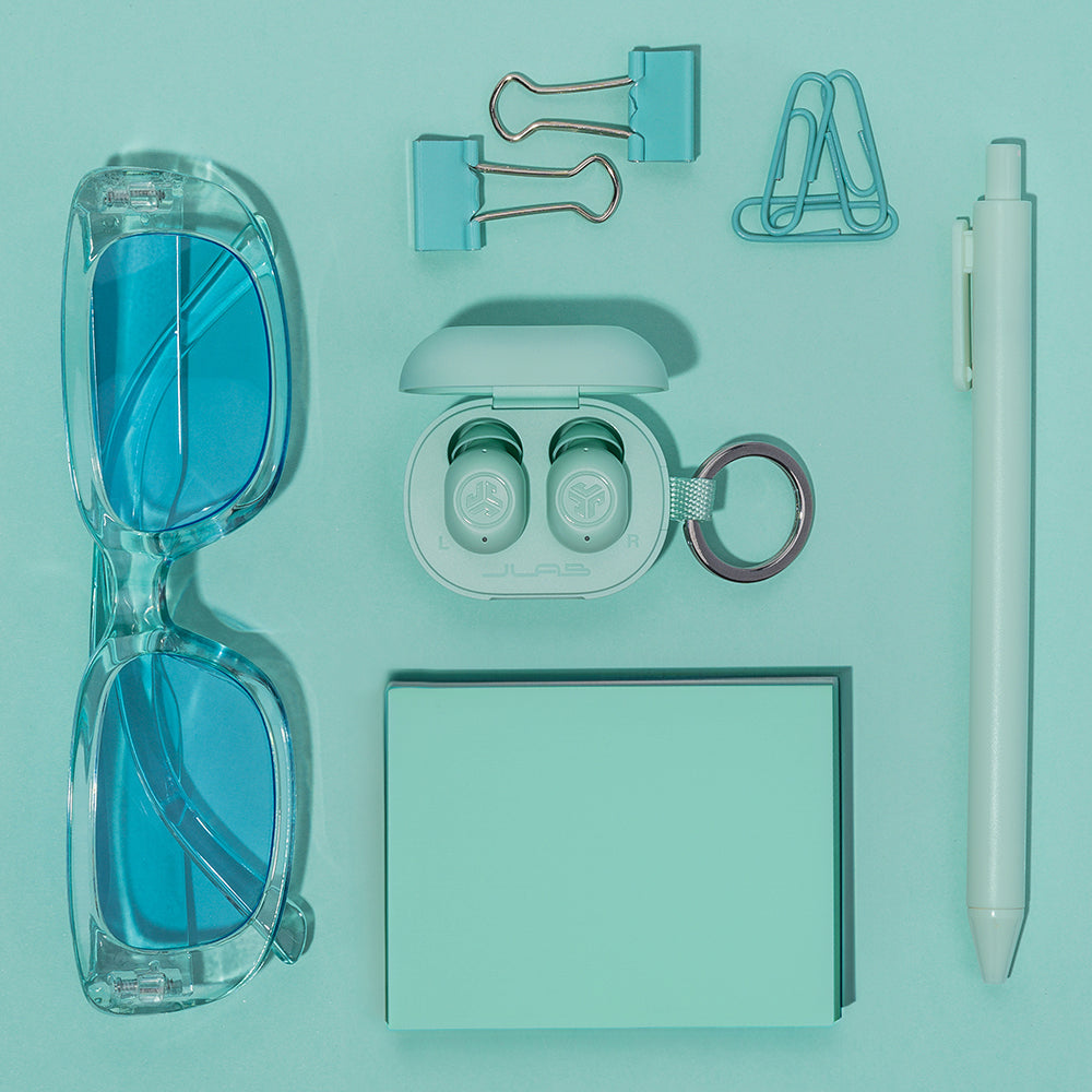 JBuds Mini True Wireless Earbuds - Bluetooth 5.2, IPX5 Waterproof, 24H Playtime, Noise Cancelling, Mint Green | Perfect for Gym, Running, Workouts & Travel