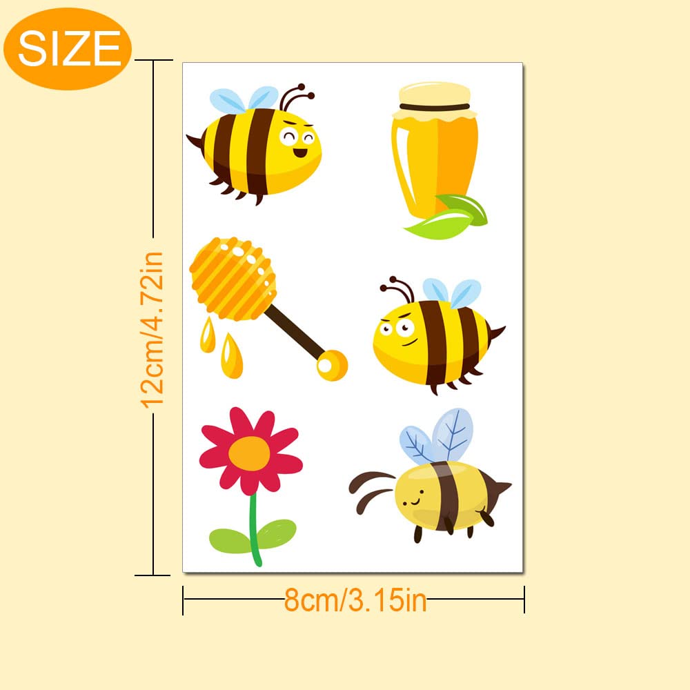 Bumble Bee Temporary Tattoos 180Pcs - Fun Party Favors for Bee Themed Birthday Decorations (30 Sheets) | Kids Birthday Party Supplies, Baby Shower Favors, Classroom Rewards