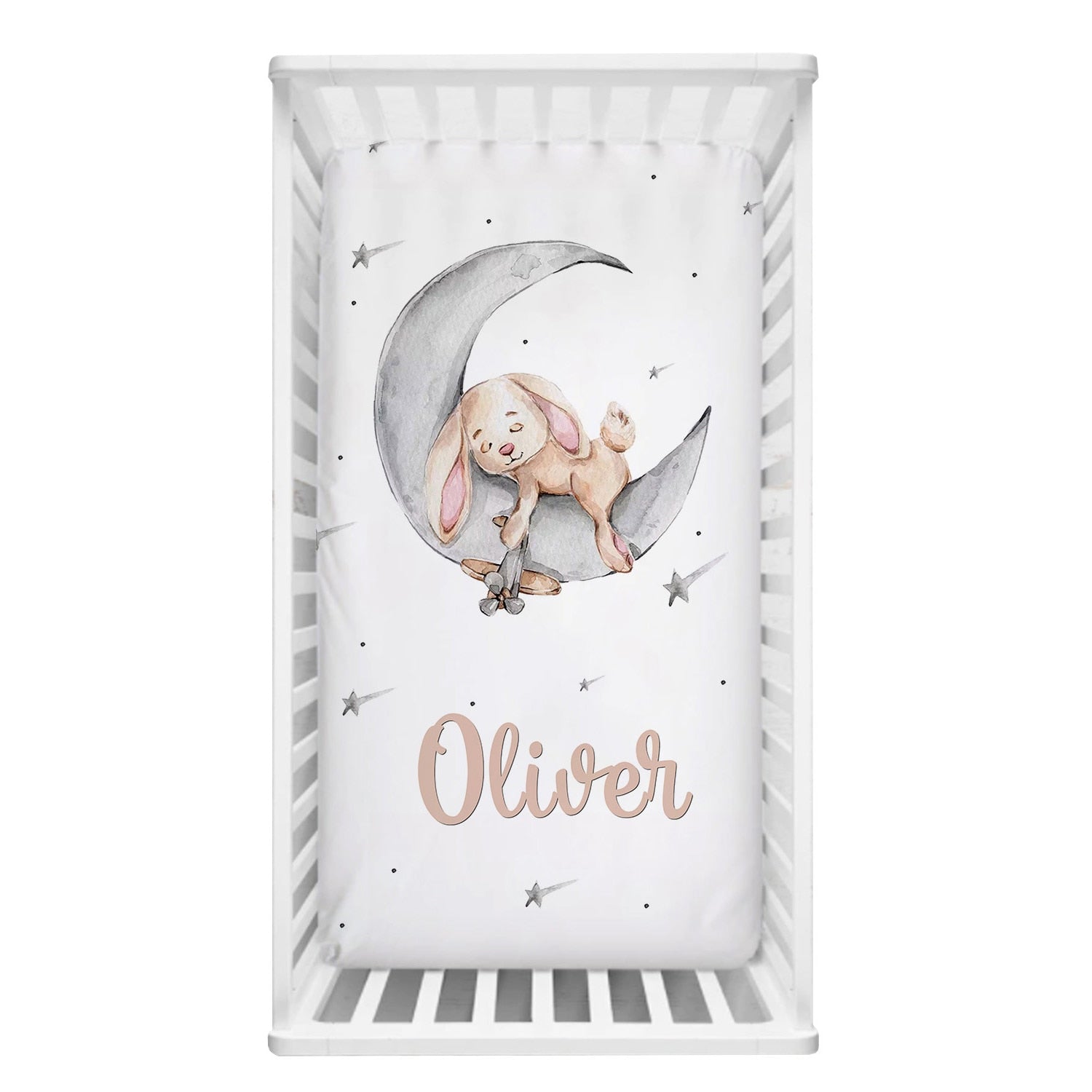 Sleeping Bunny Baby Name Cot Bedding Set | Soft Nursery Bedding for Newborns | Perfect Baby Shower Gift Set for Girls & Boys | Ideal for Cribs, Bassinets and Nursery Decor