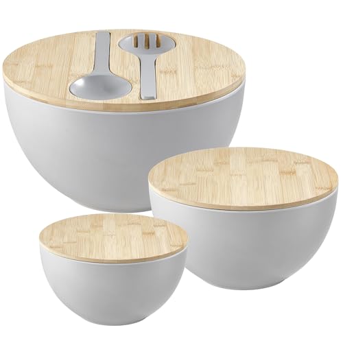 Grey with Bamboo Lid & Serving Utensils