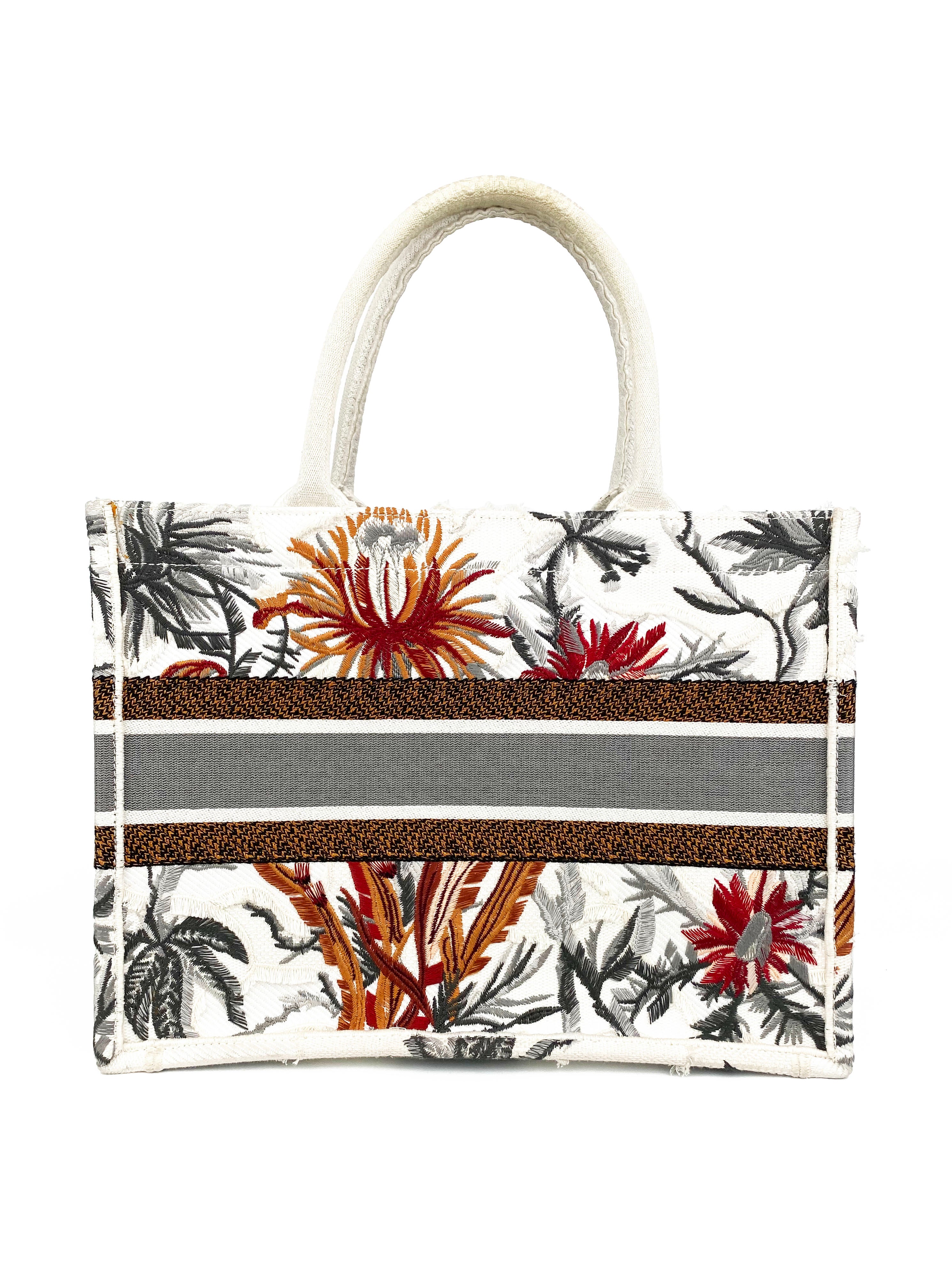 Christian Dior White Limited Edition Book Tote Bag with Floral Accents - Perfect for Travel, Work & Luxury Fashion Accessories