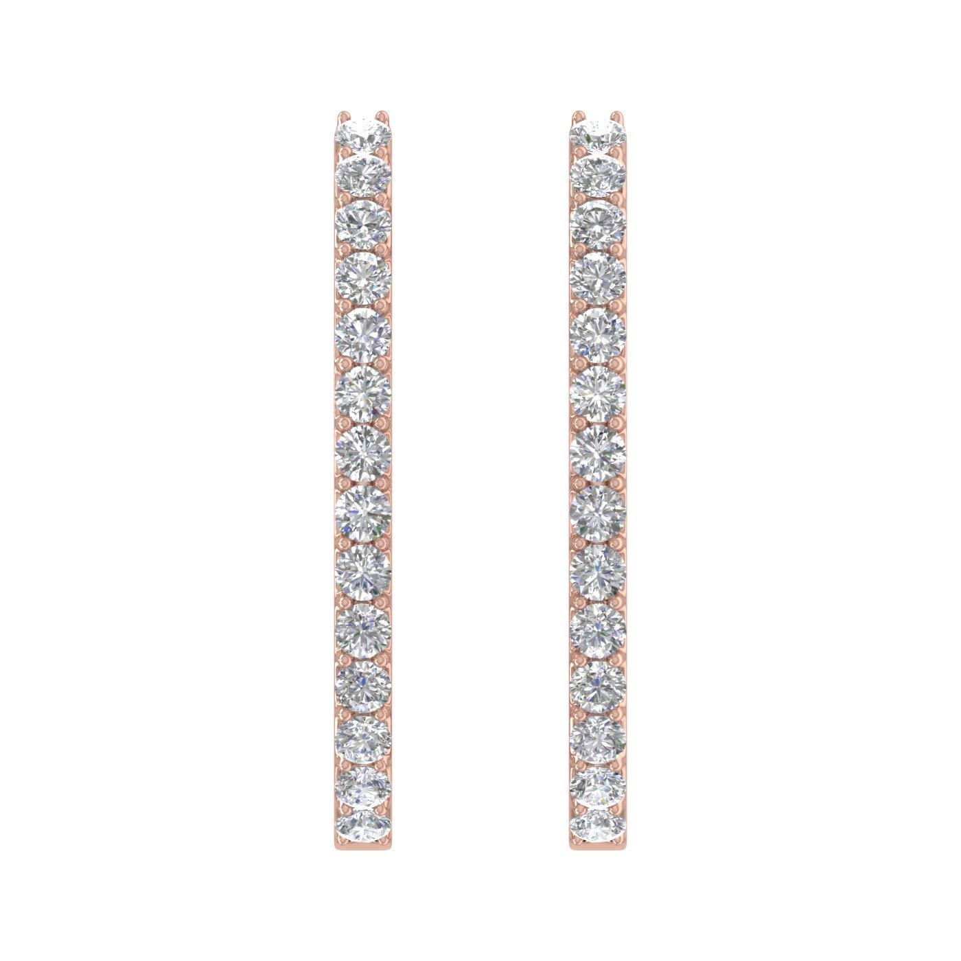 2 1/2 Carat Inside Out Diamond Hoop Earrings in 14K Gold - Elegant Everyday Jewelry for Women, Perfect for Work, Parties & Special Occasions