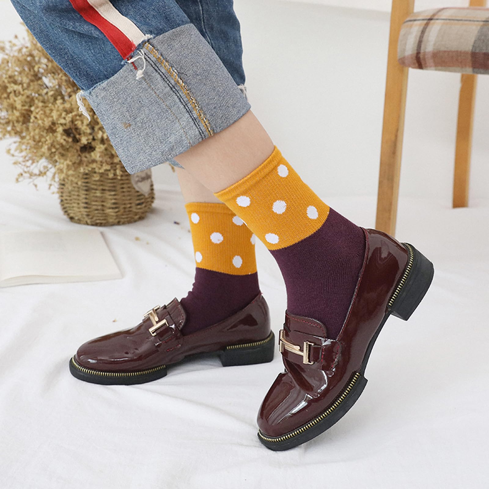 Women's Cotton Toe Socks - 5 Finger Crew Socks for Running & Athletic Activities - Colorful Striped Design (4/5 Pairs) - Perfect for Yoga, Gym Workouts & Casual Wear